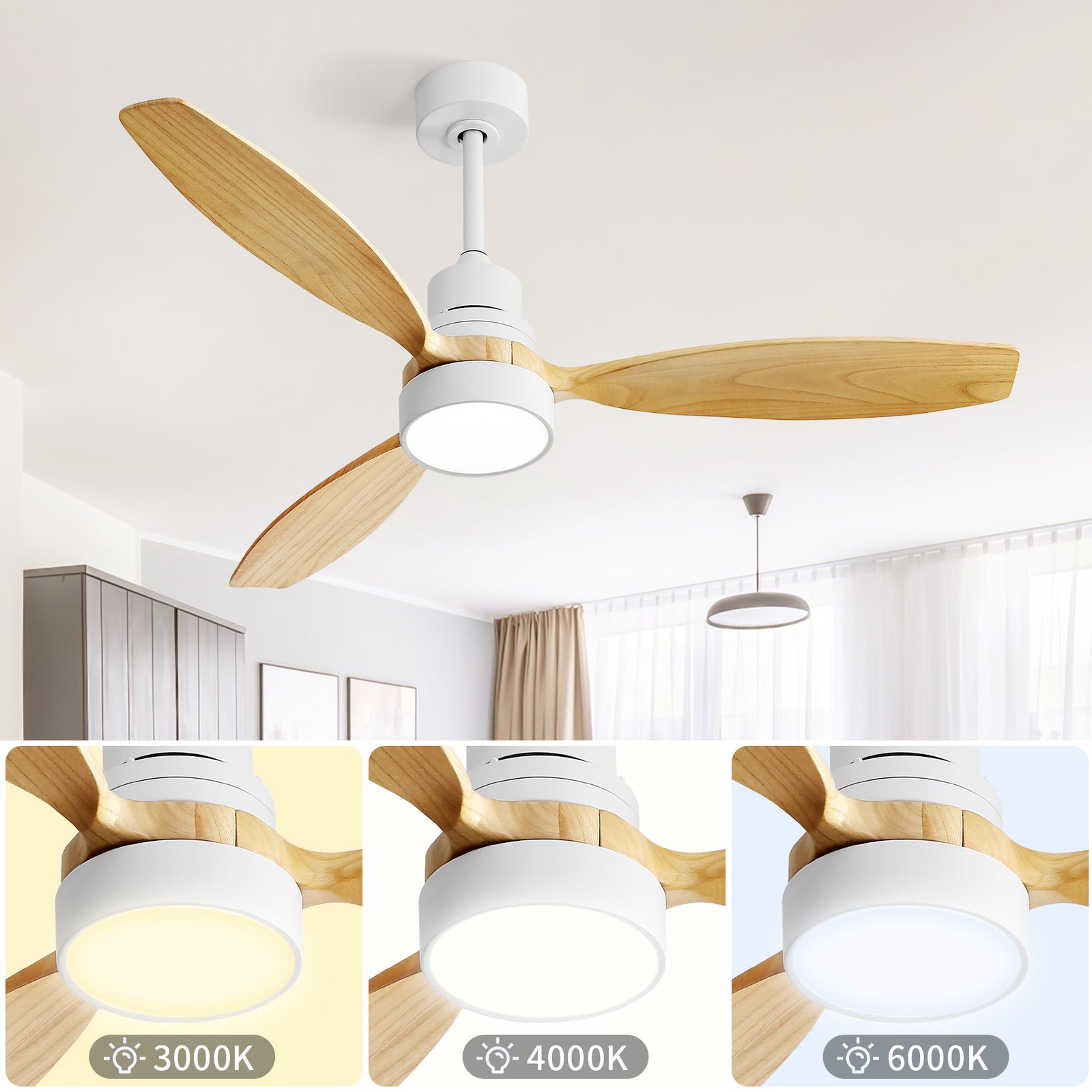 Nøordka Ceiling Fan Fixture Default 52" Nordic Inspired White Ceiling Fan With Light