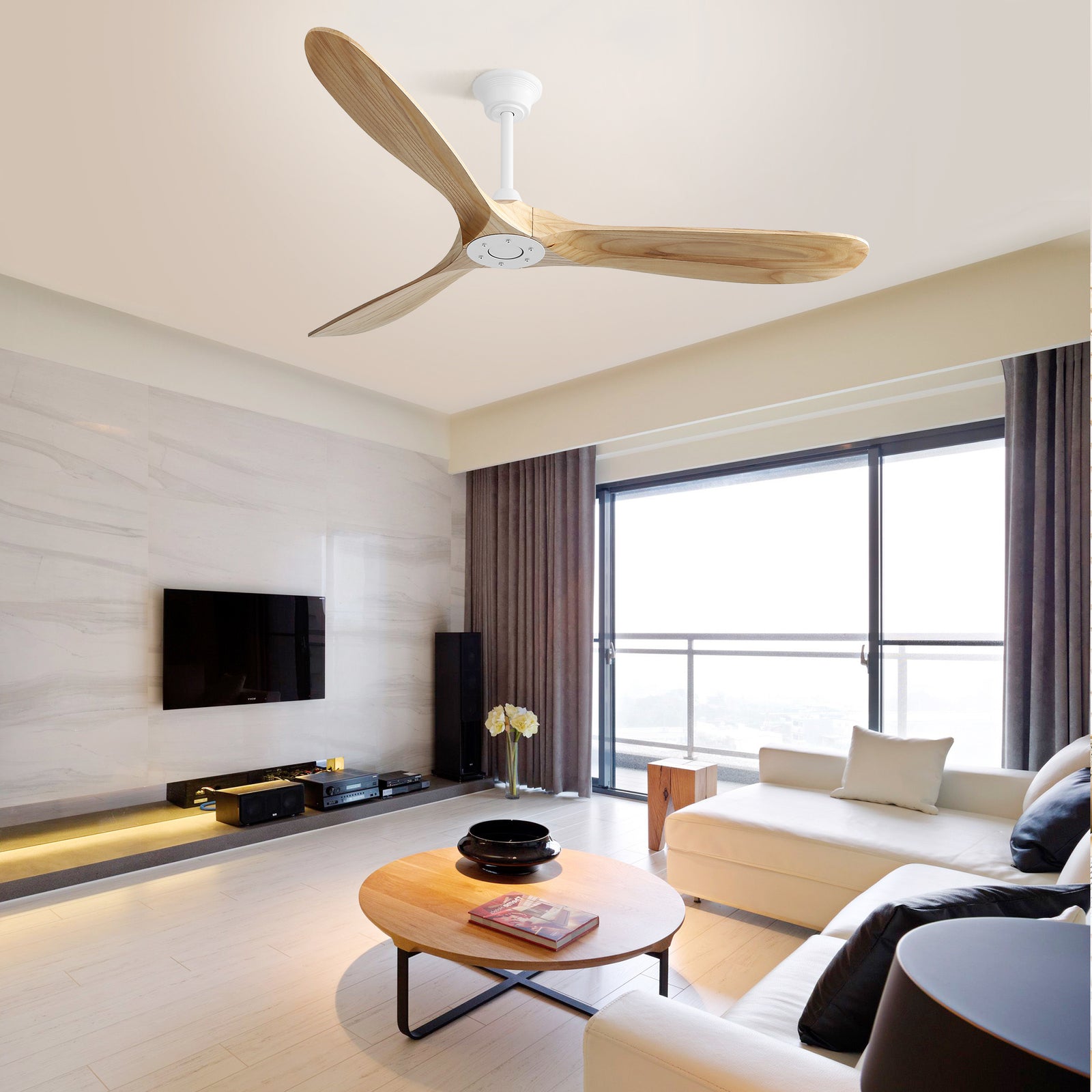 Nøordka Ceiling Fan Fixture Default 60" Contemporary Style White Ceiling Fan