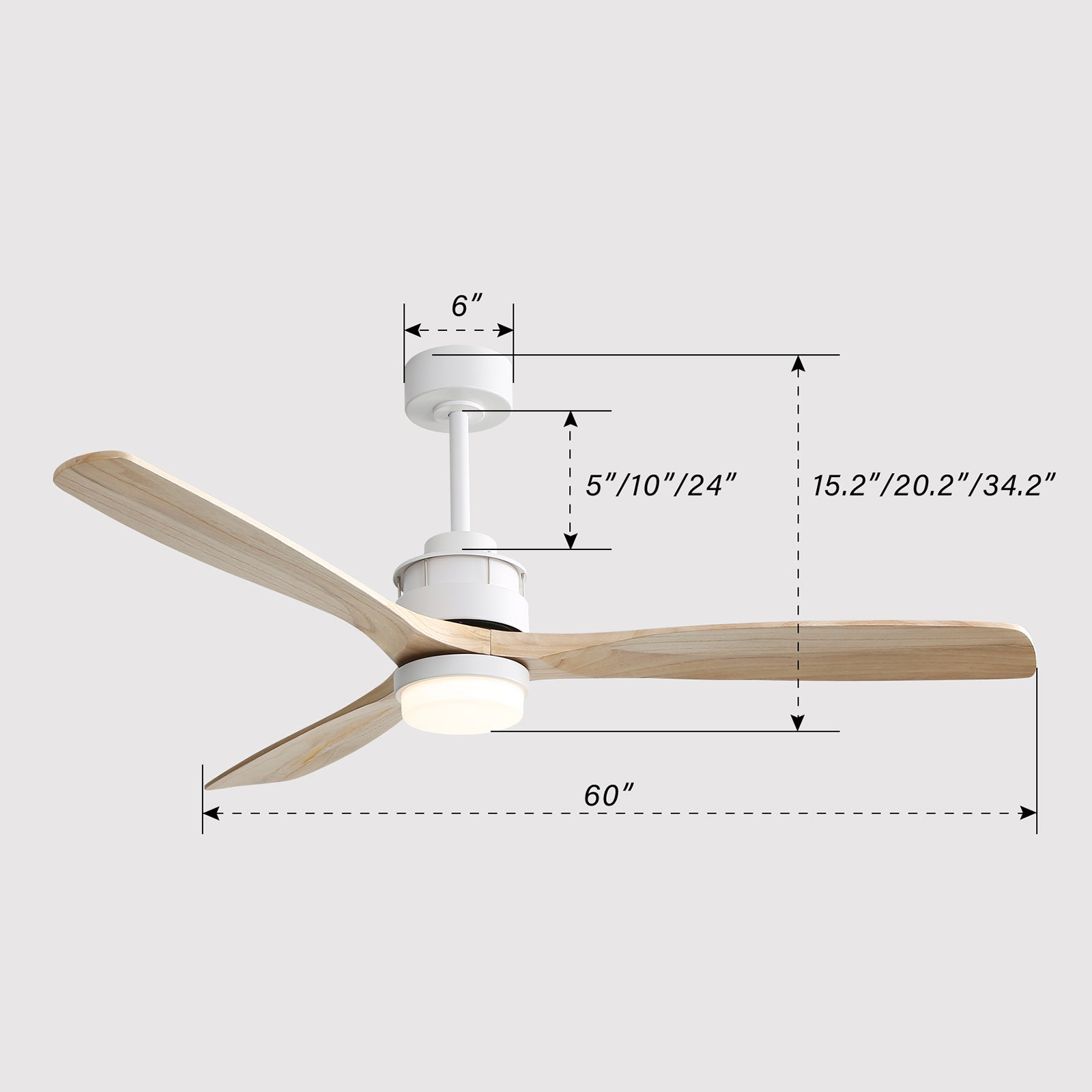 Nøordka Ceiling Fan Fixture Default 60" Modern Sleek White Ceiling Fan with Light