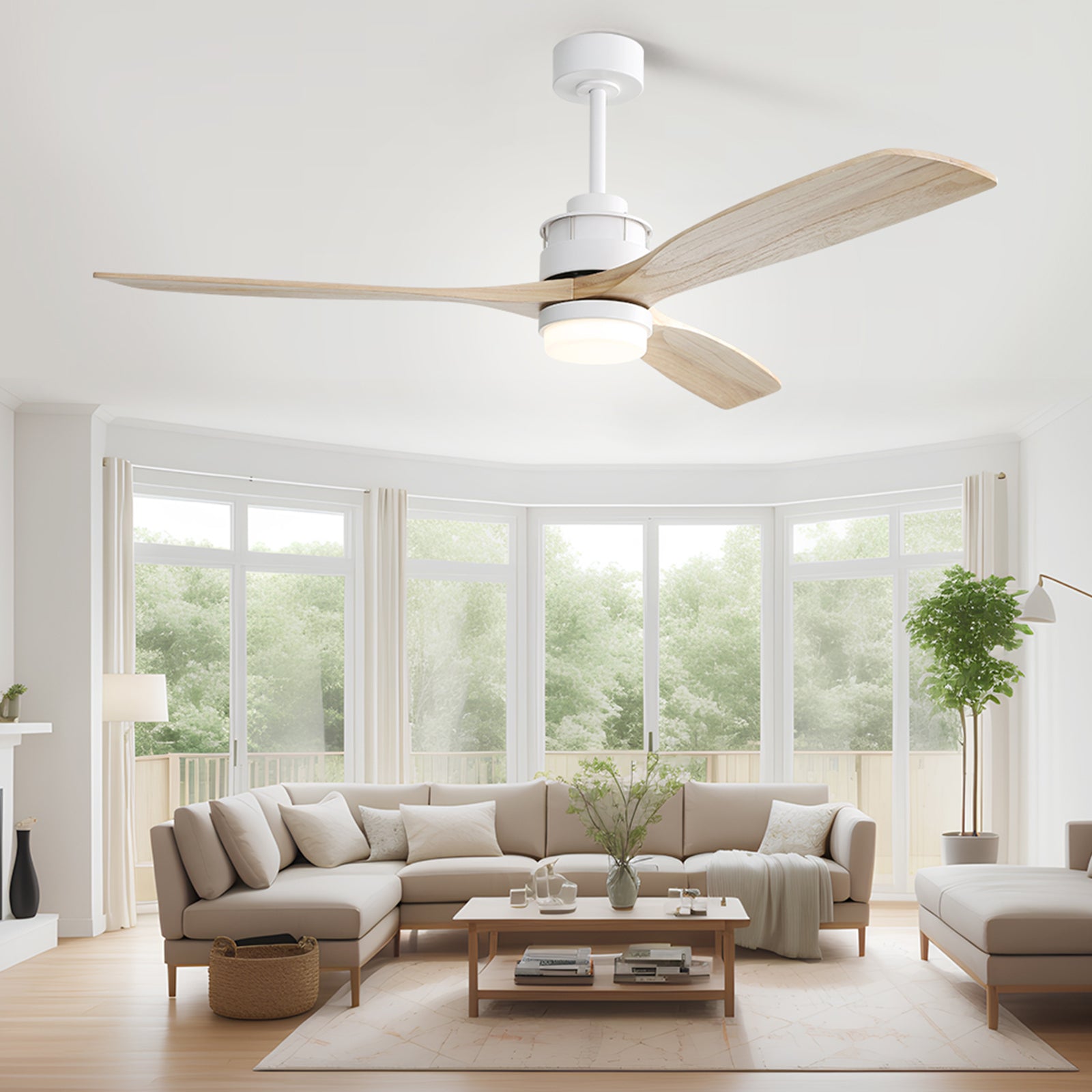 Nøordka Ceiling Fan Fixture Default 60" Modern Sleek White Ceiling Fan with Light