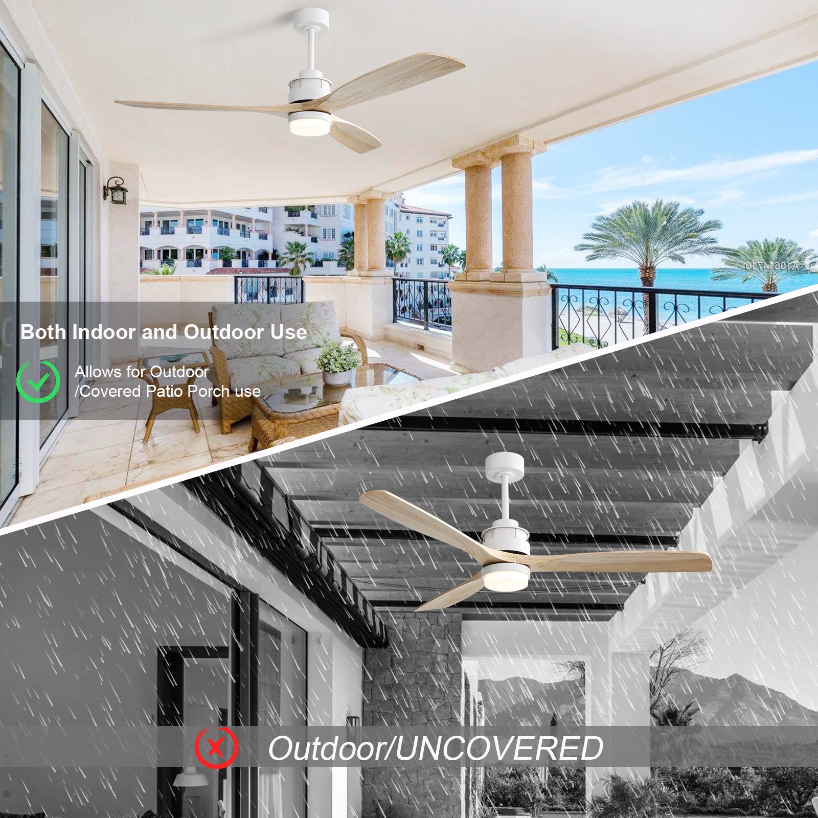 Nøordka Ceiling Fan Fixture Default 60" Modern Sleek White Ceiling Fan with Light