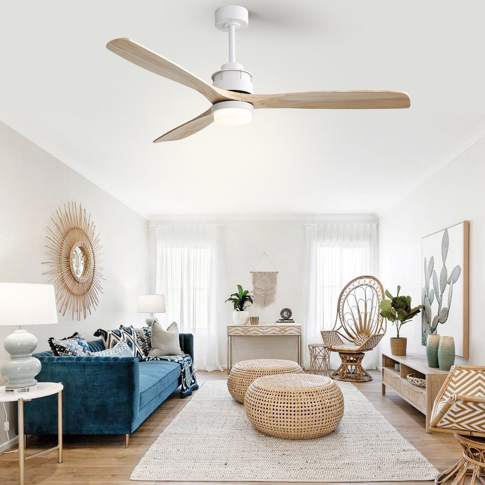 Nøordka Ceiling Fan Fixture Default 60" Modern Sleek White Ceiling Fan with Light