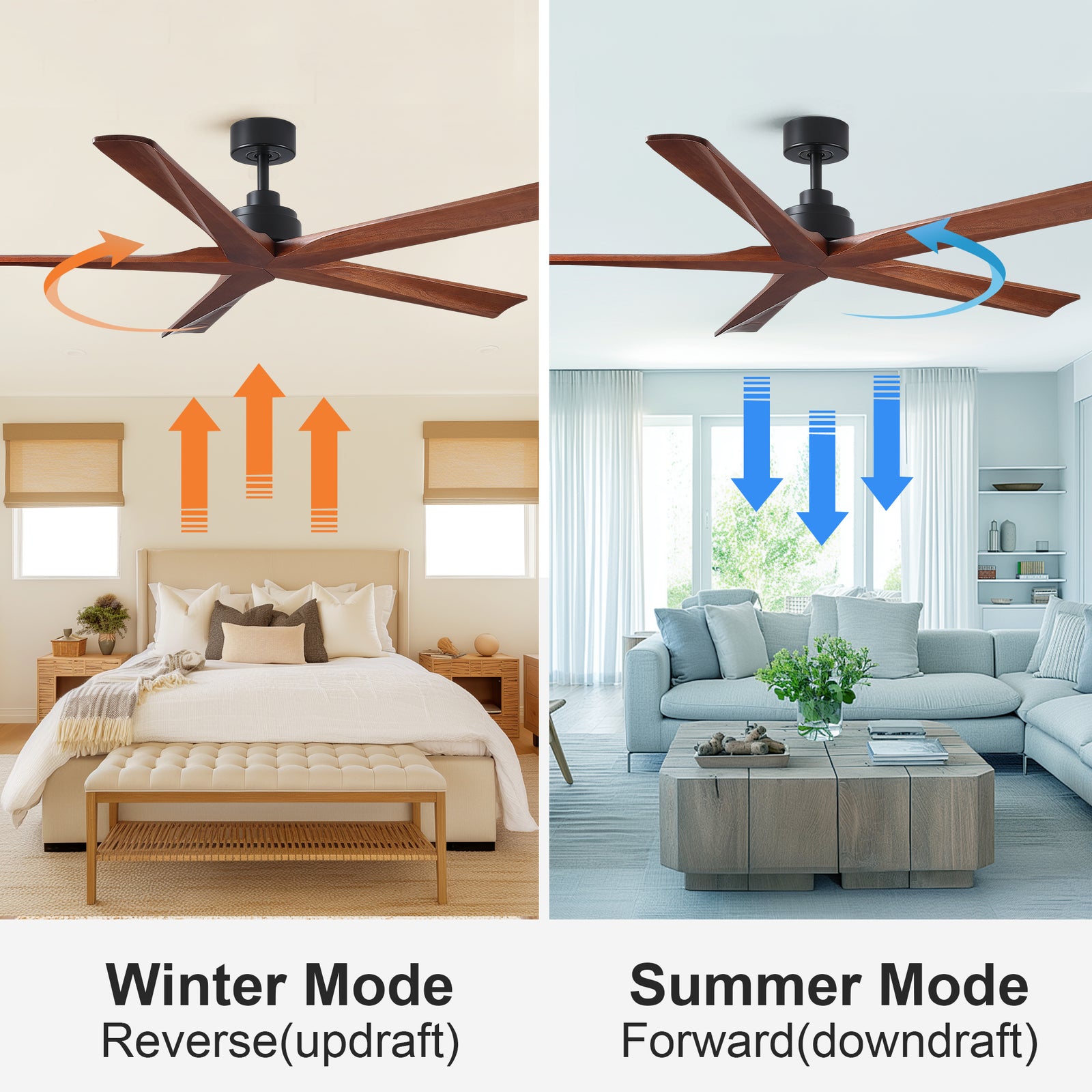 Nøordka Ceiling Fan Fixture Default 60" Nordic Inspired Black Ceiling Fan Without Light