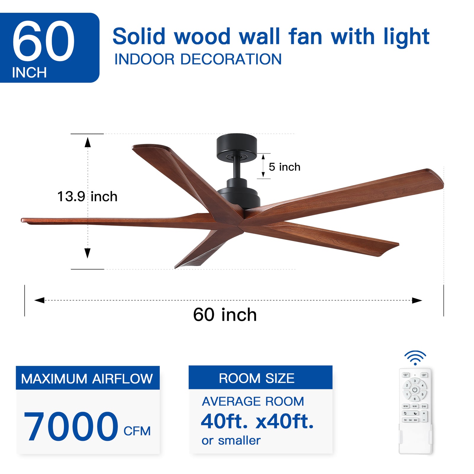 Nøordka Ceiling Fan Fixture Default 60" Nordic Inspired Black Ceiling Fan Without Light