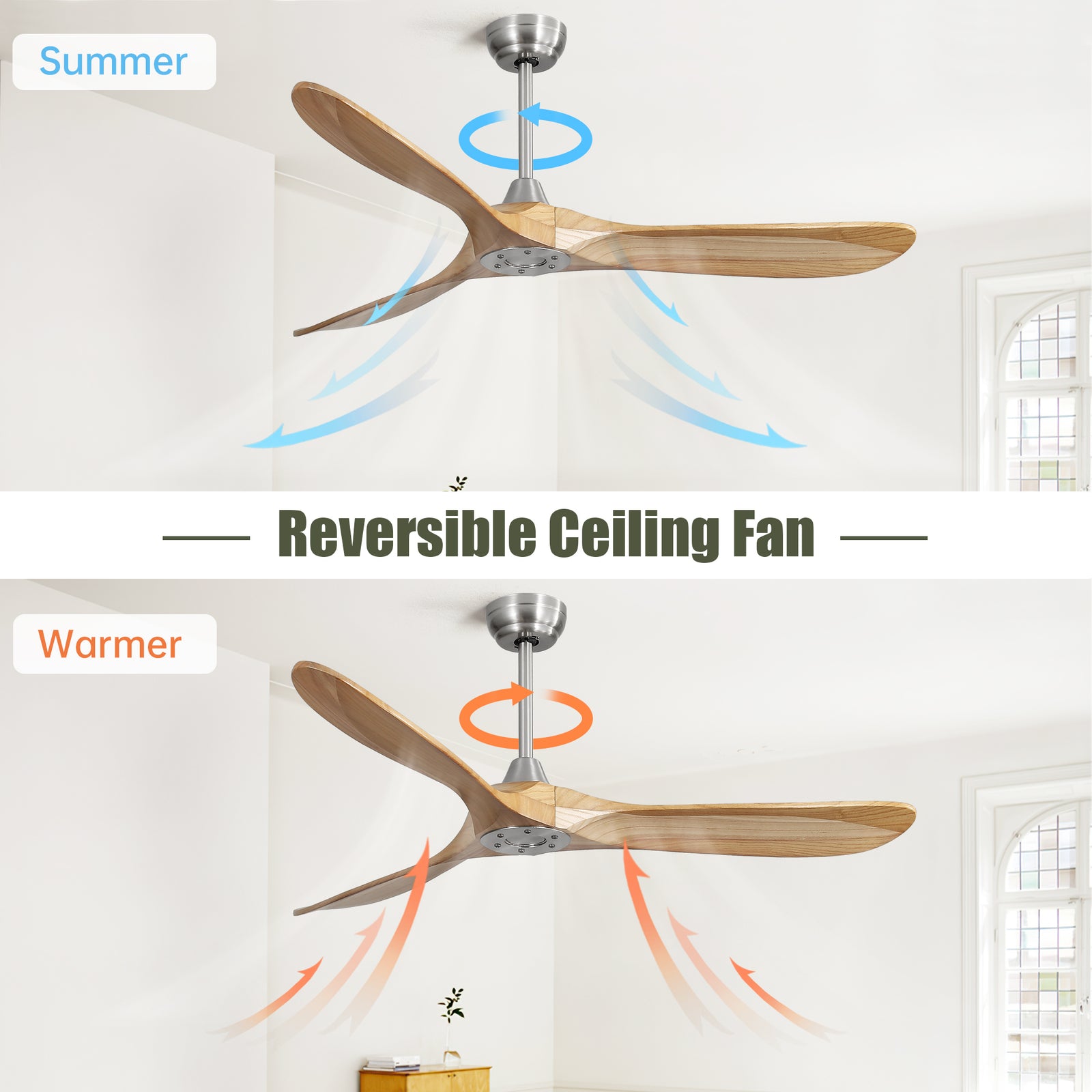 Nøordka Ceiling Fan Fixture Default 60" Nordic Inspired Brushed Nickel Ceiling Fan Remote