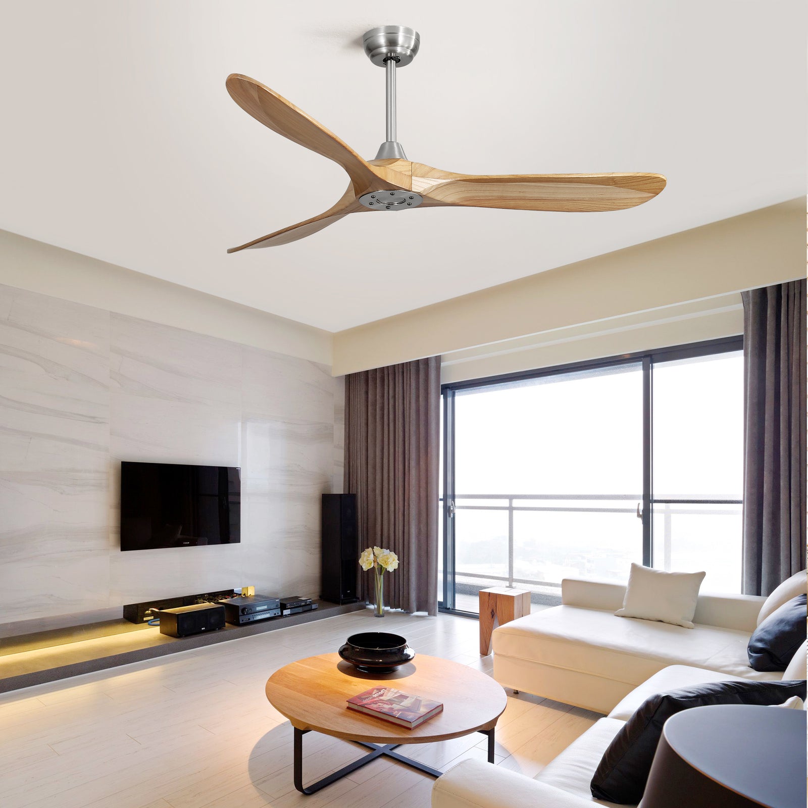 Nøordka Ceiling Fan Fixture Default 60" Nordic Inspired Brushed Nickel Ceiling Fan Remote
