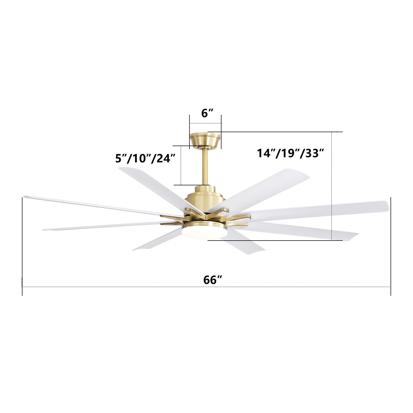 Nøordka Ceiling Fan Fixture Default 66" Contemporary Style Gold Ceiling Fan With Light
