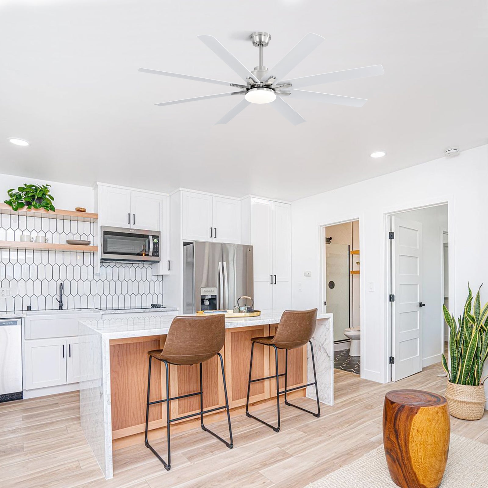 Nøordka Ceiling Fan Fixture Default 66" Modern Sleek Brushed Nickel Ceiling Fan