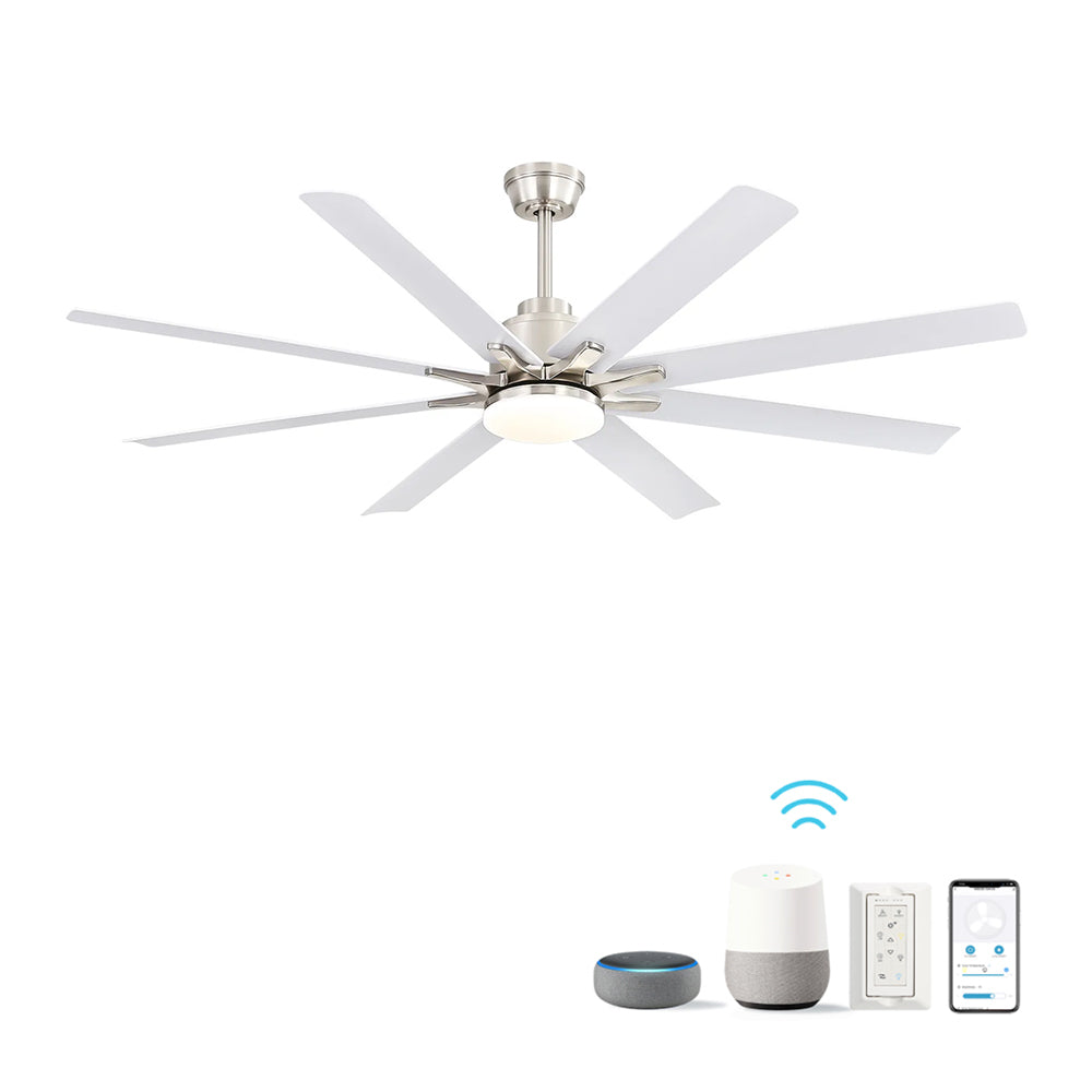 Nøordka Ceiling Fan Fixture Default 66" Modern Sleek Brushed Nickel Ceiling Fan