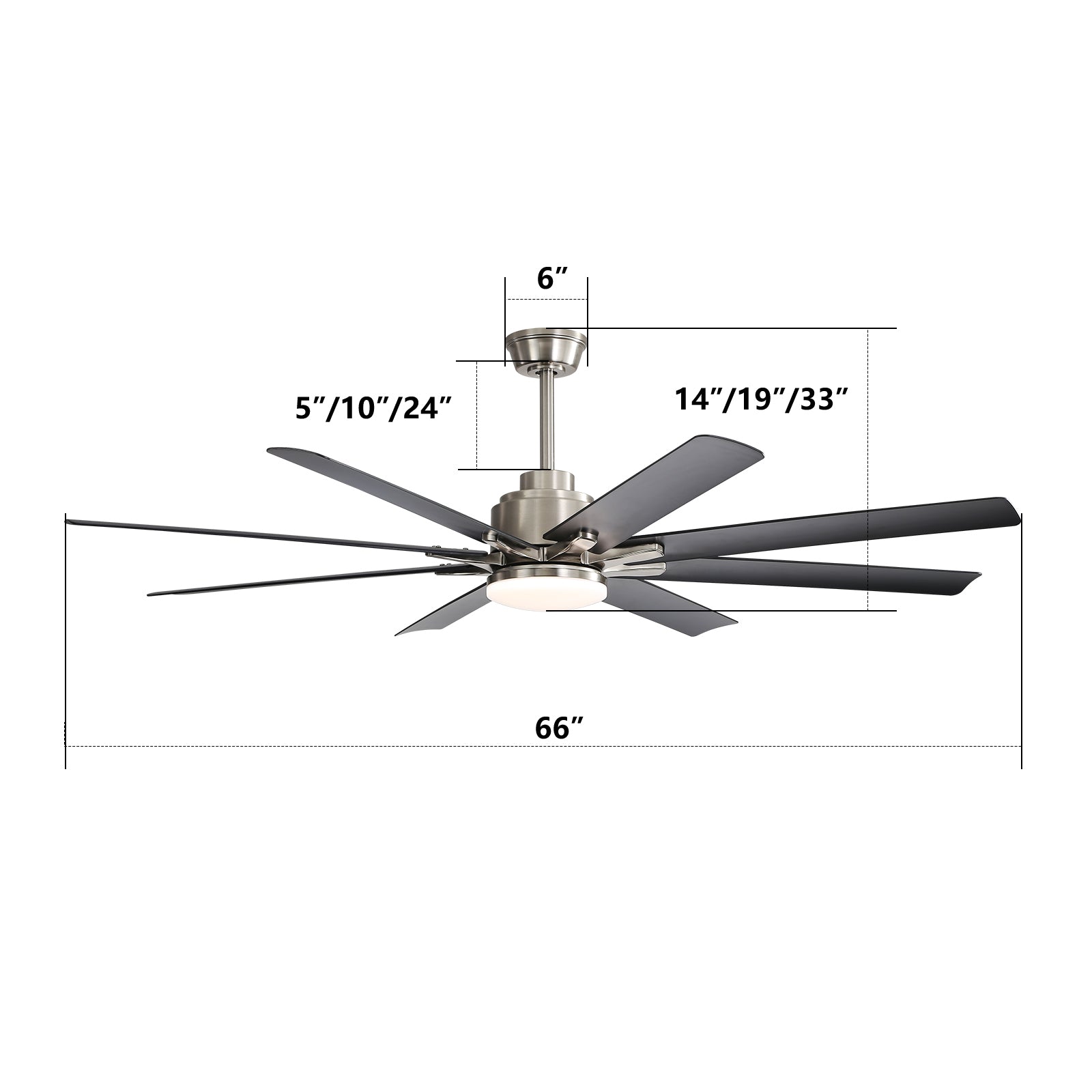 Nøordka Ceiling Fan Fixture Default 66" Quiet Performance Brushed Nickel Ceiling Fan
