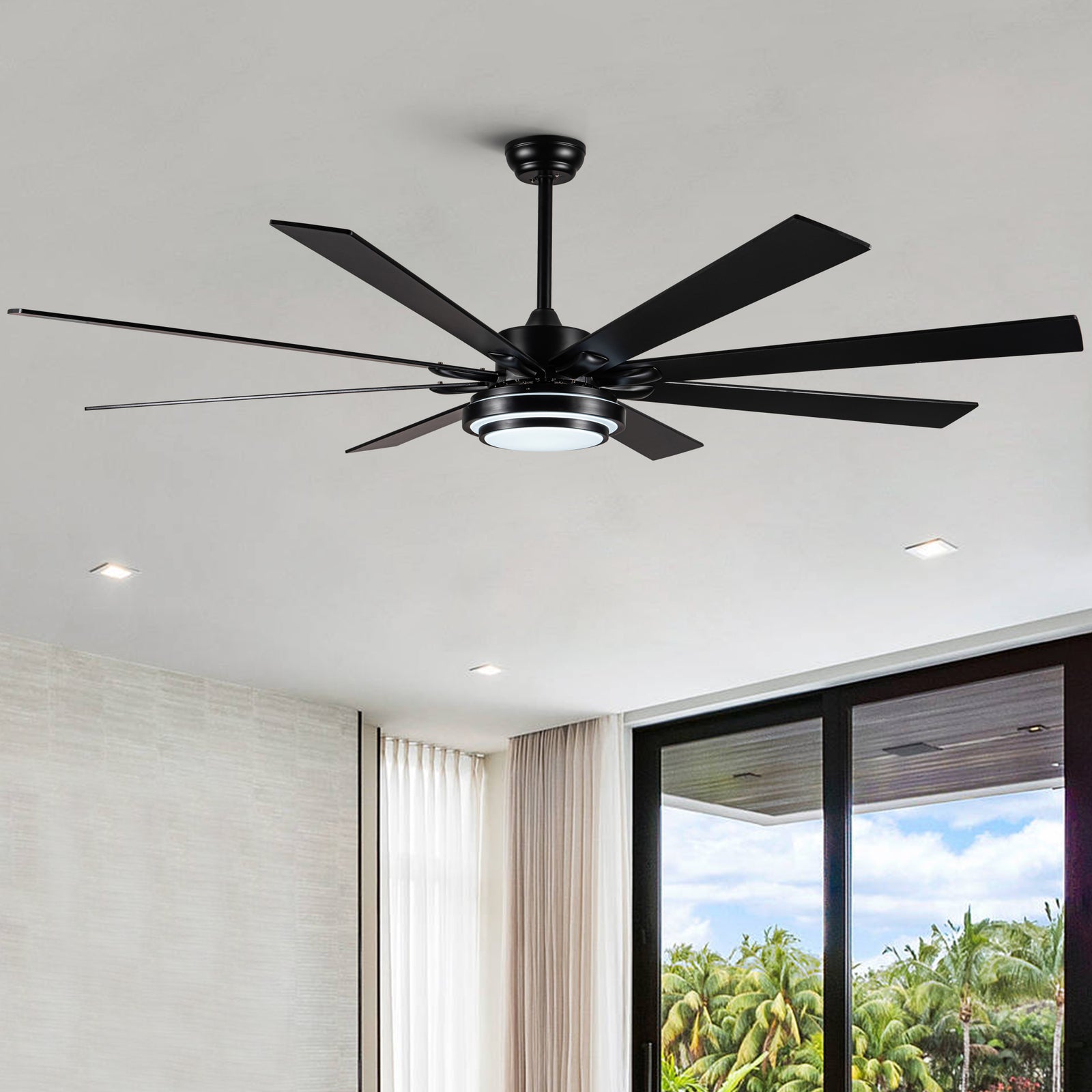 Nøordka Ceiling Fan Fixture Default 72" Modern Sleek Matte Black Ceiling Fan with Remote