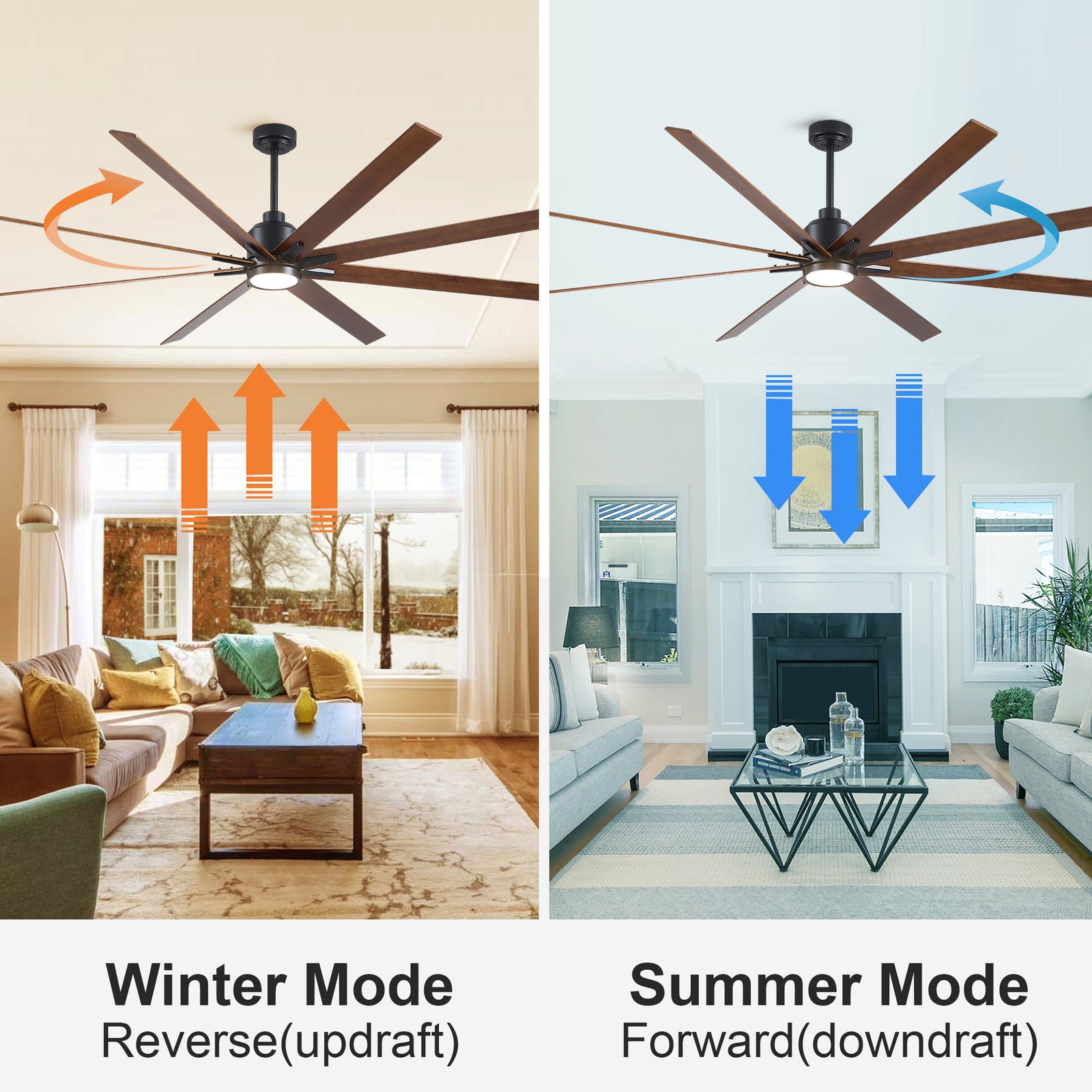 Nøordka Ceiling Fan Fixture Default 84" Modern Sleek Black Ceiling Fan With Light