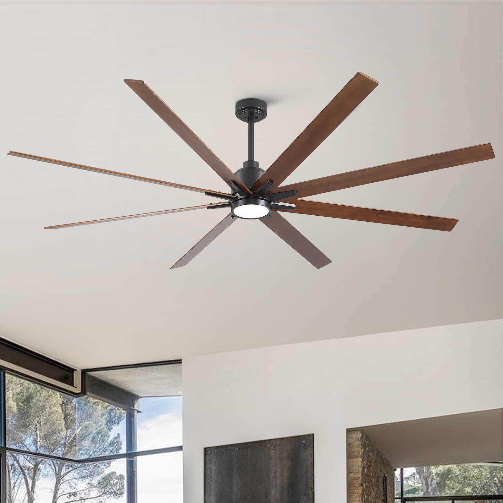 Nøordka Ceiling Fan Fixture Default 84" Modern Sleek Black Ceiling Fan With Light