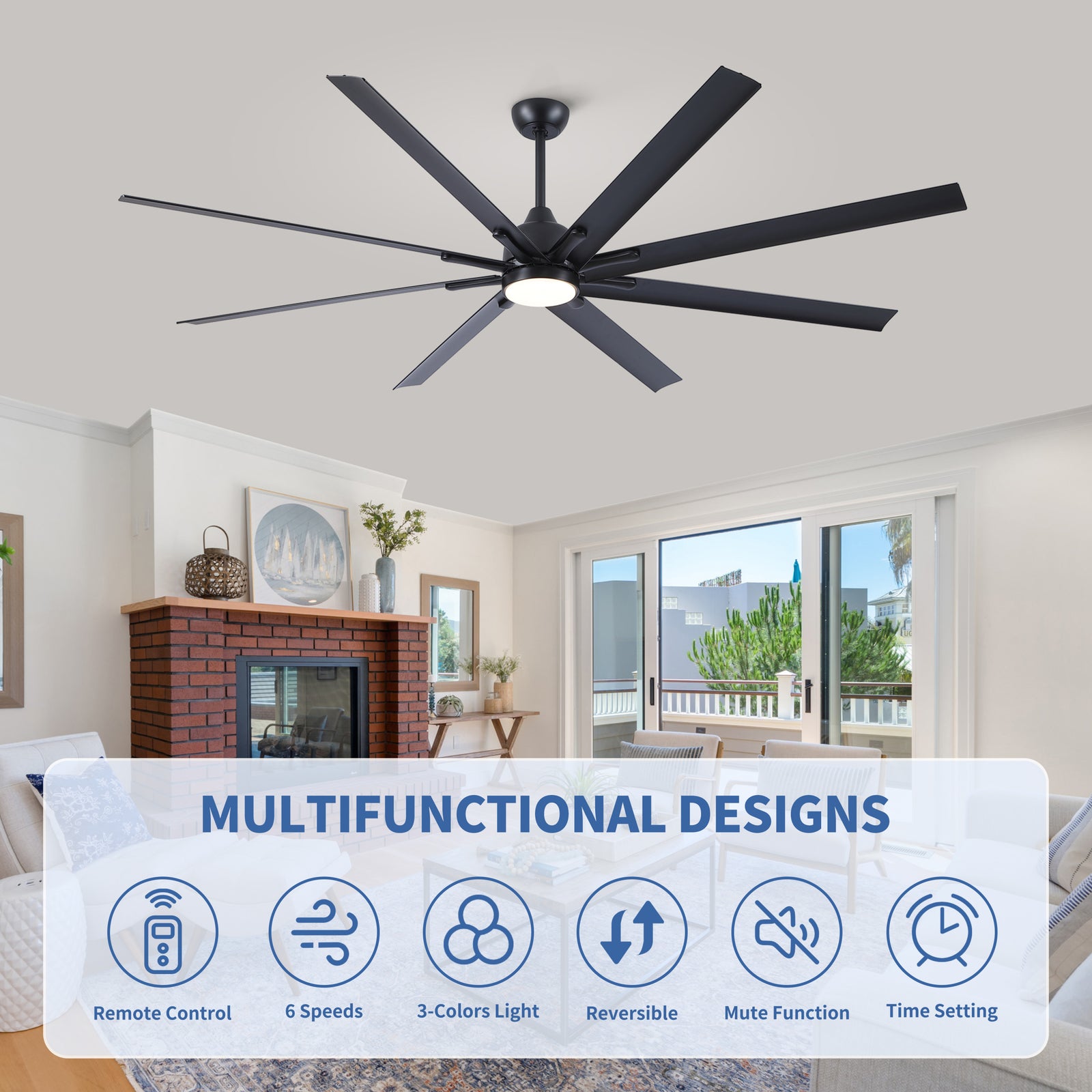 Nøordka Ceiling Fan Fixture Default 84" Nordic Inspired Black Ceiling Fan With Remote