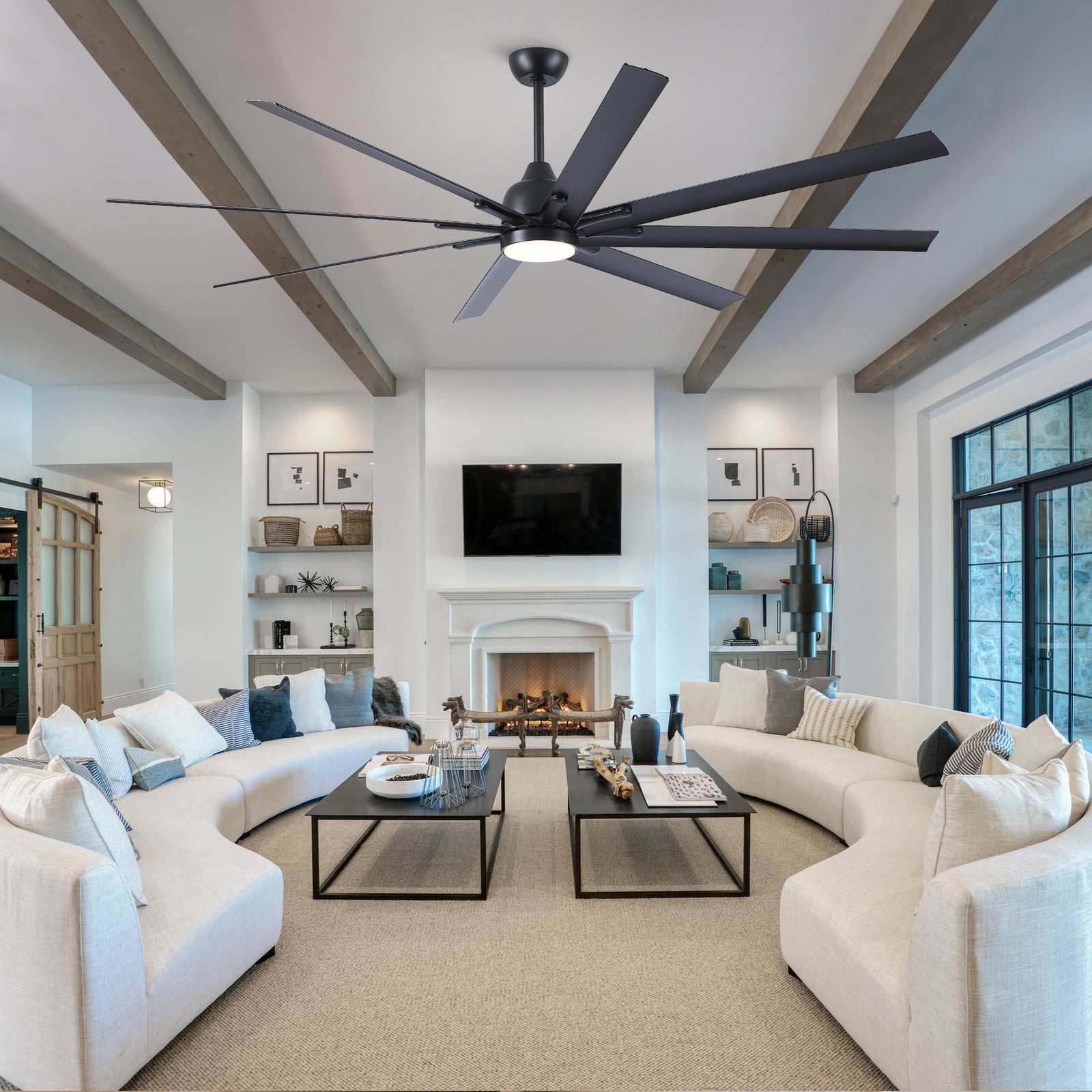 Nøordka Ceiling Fan Fixture Default 84" Nordic Inspired Black Ceiling Fan With Remote