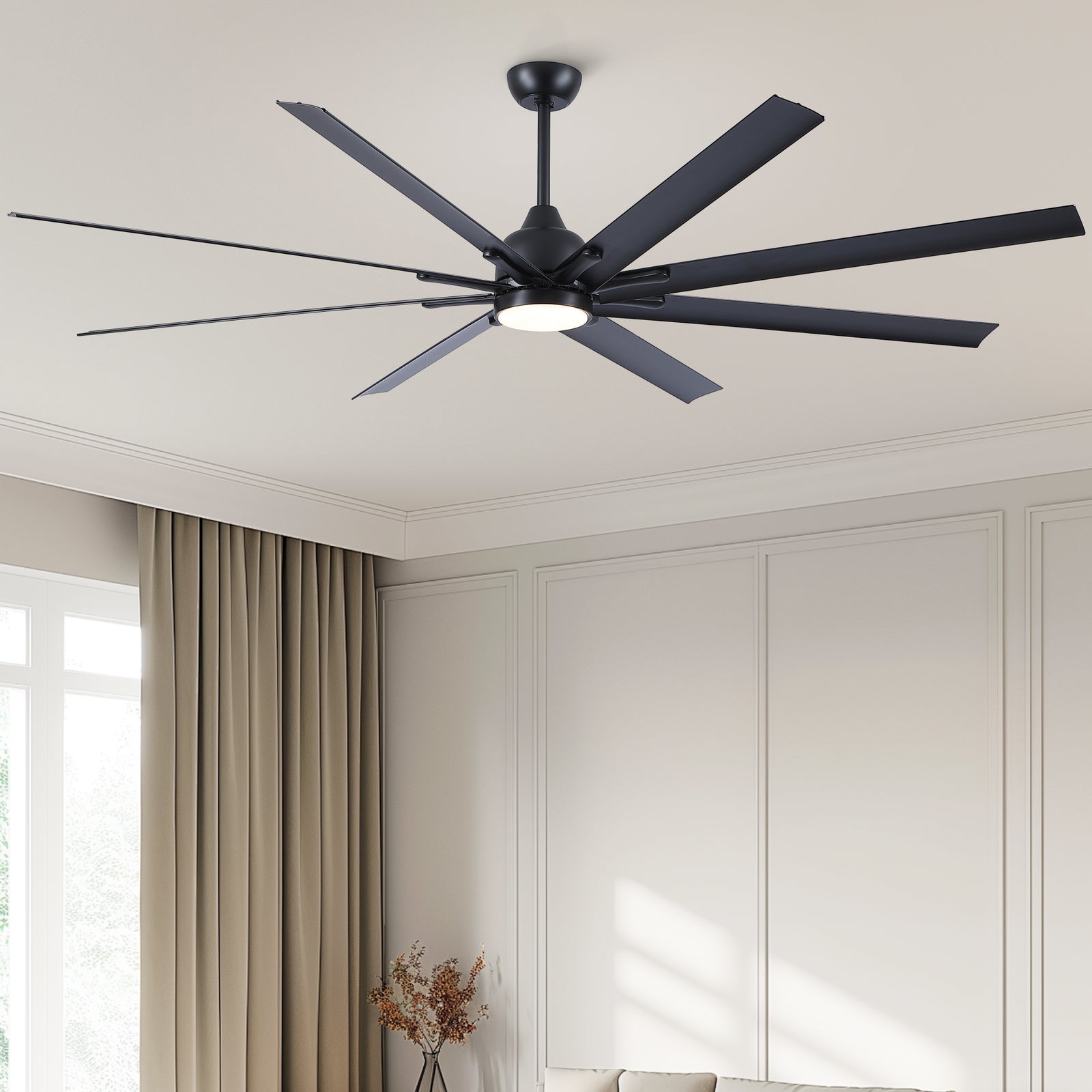 Nøordka Ceiling Fan Fixture Default 84" Nordic Inspired Black Ceiling Fan With Remote