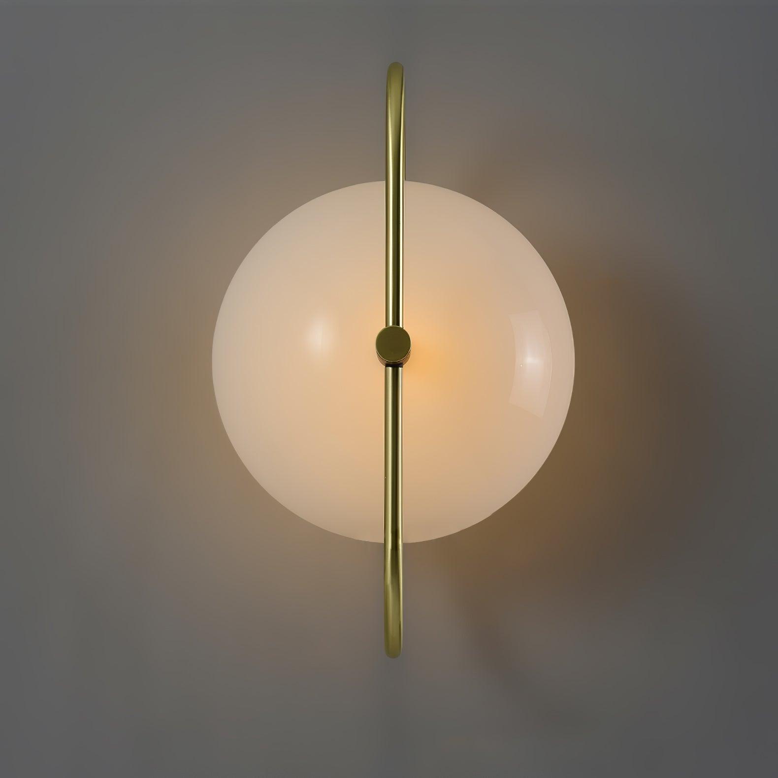 Nøordka Light Bespoke Wall Light Fixture ∅ 11″ x H 15.7″ / Dia 28cm x H 40cm / Gold & White glass Thick Glass Half Circle Brass Finish Wall Lamp