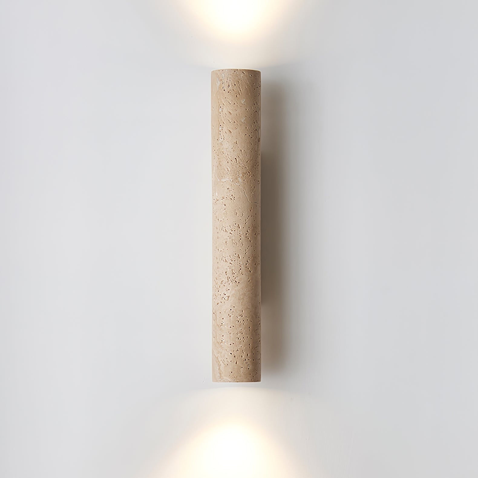 Nøordka Light Bespoke Wall Light Fixture ∅ 2.4″ x H 23.6″ / Walnut Wood & Yellow Travertine Travertine Column Contemporary Wall Light