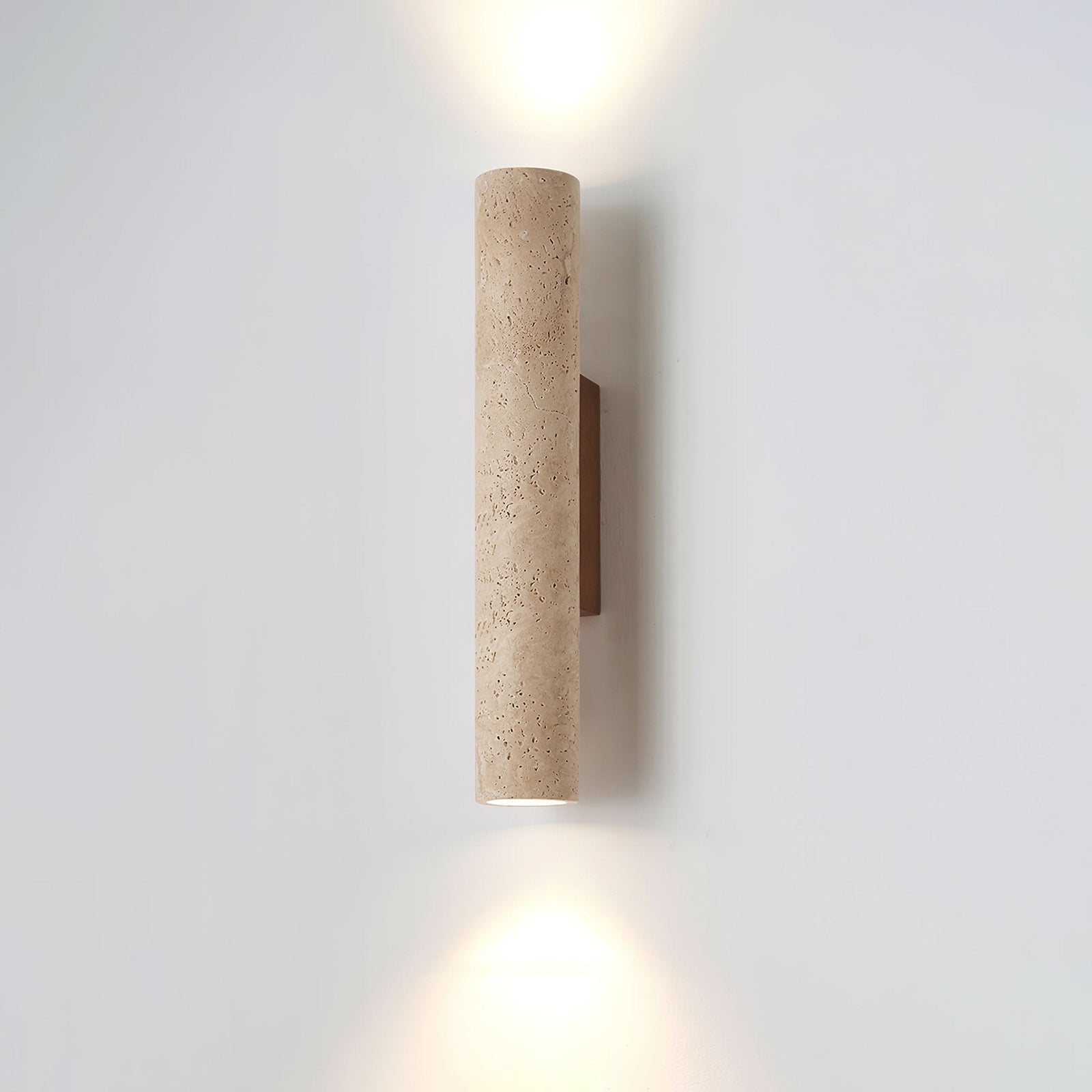 Nøordka Light Bespoke Wall Light Fixture ∅ 2.6″ x H 12.6″ / Walnut Wood & Yellow Travertine Travertine Column Contemporary Wall Light