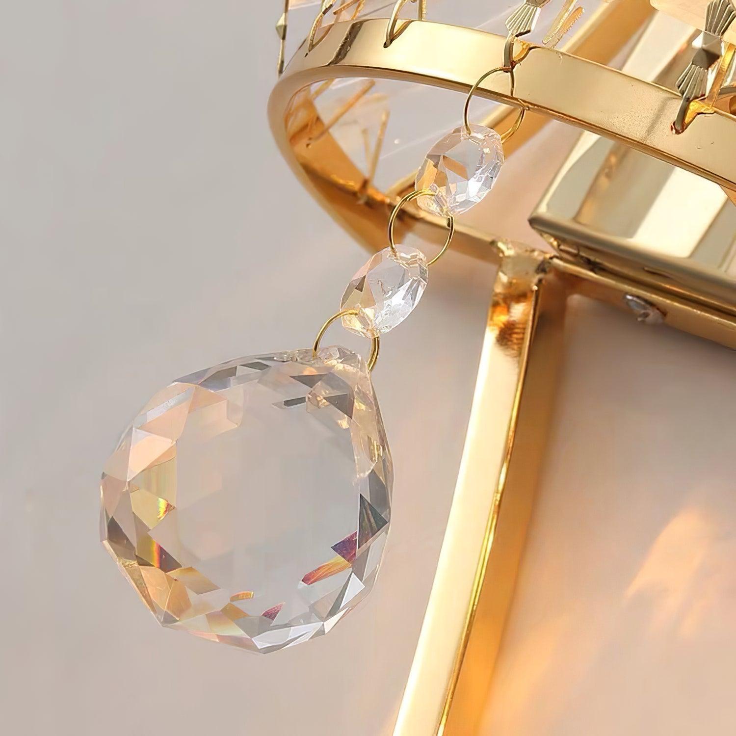 Nøordka Light Bespoke Wall Light Fixture ∅ 7.9″ x H 16.9″ / Dia 20cm x H 43cm / Gold+Clear Arc Crystal Glass Contemporary Wall Sconce