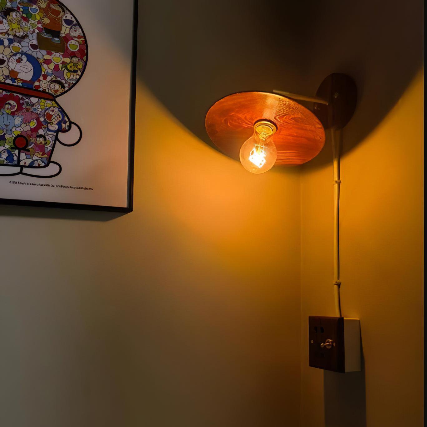 Nøordka Light Bespoke Wall Light Fixture ∅ 7.9″ x H 7.5″ / Dia 20cm x H 19cm / Brass & Walnut Walnut Flared Classic Elegance Wall Light