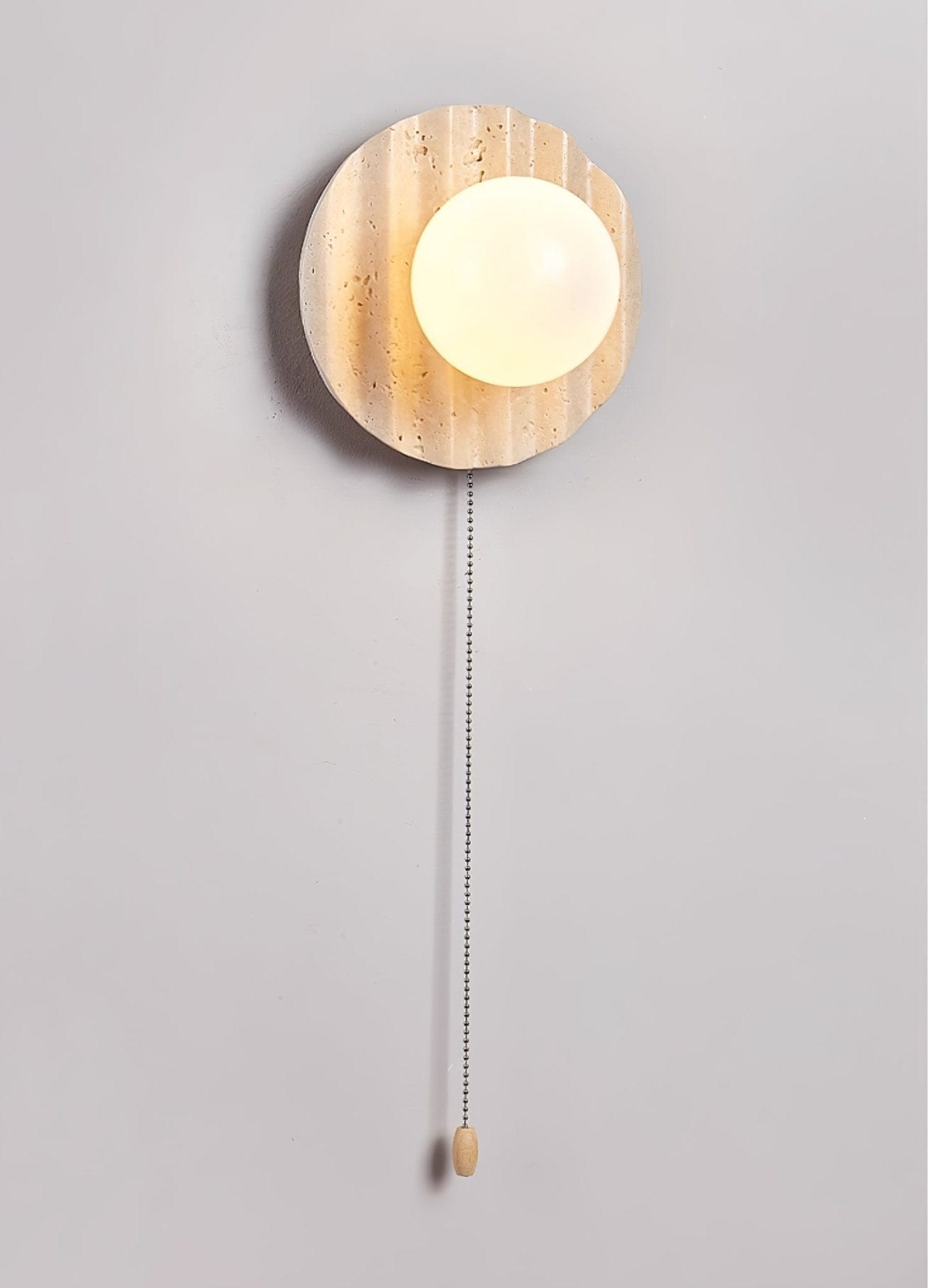 Nøordka Light Bespoke Wall Light Fixture ∅ 7.9″ x H 7.9″ / Yellow Travertine & White Travertine Contemporary Globe Wall Light