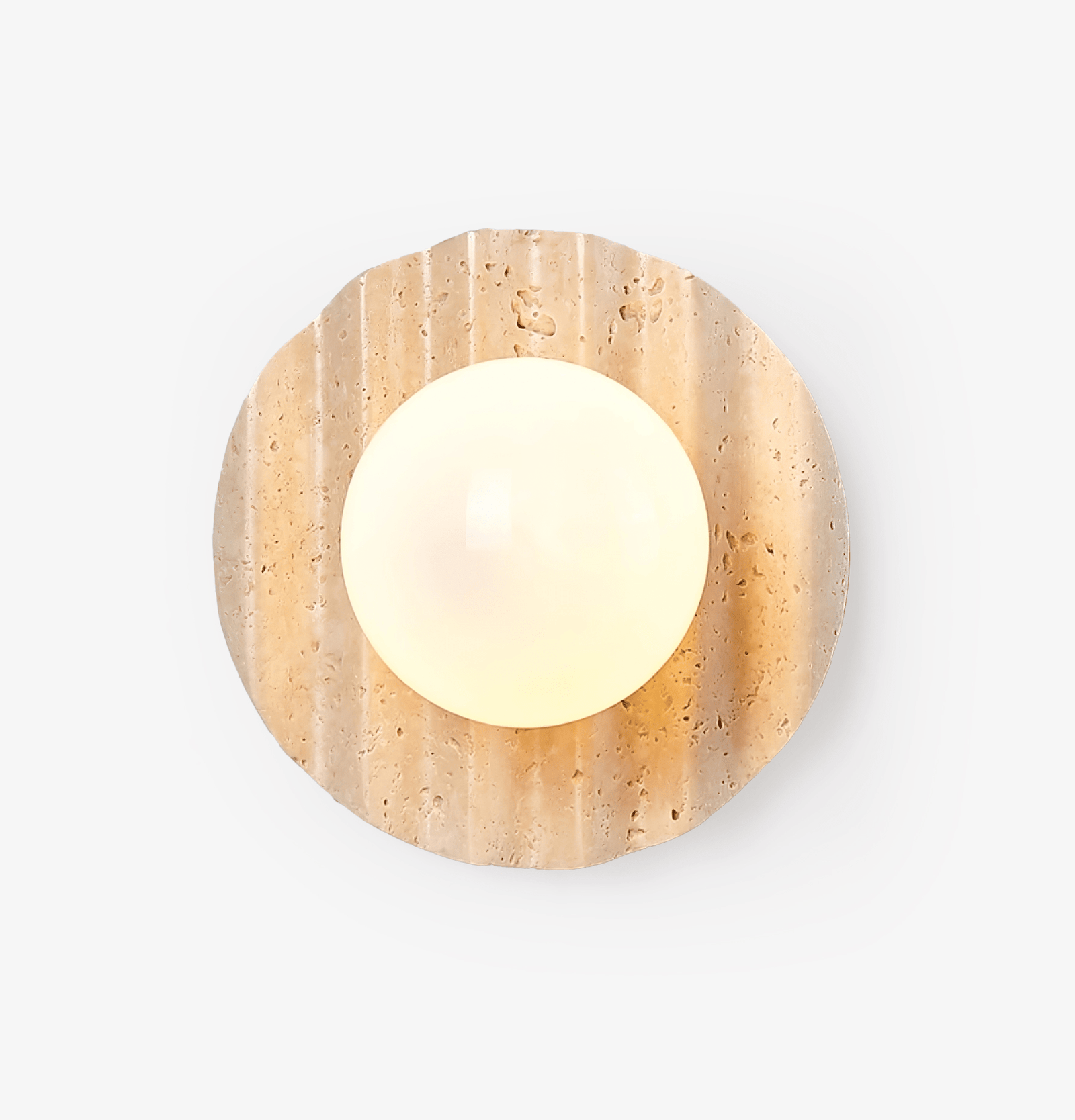 Nøordka Light Bespoke Wall Light Fixture ∅ 7.9″ x H 7.9″ / Yellow Travertine & White Travertine Contemporary Globe Wall Light