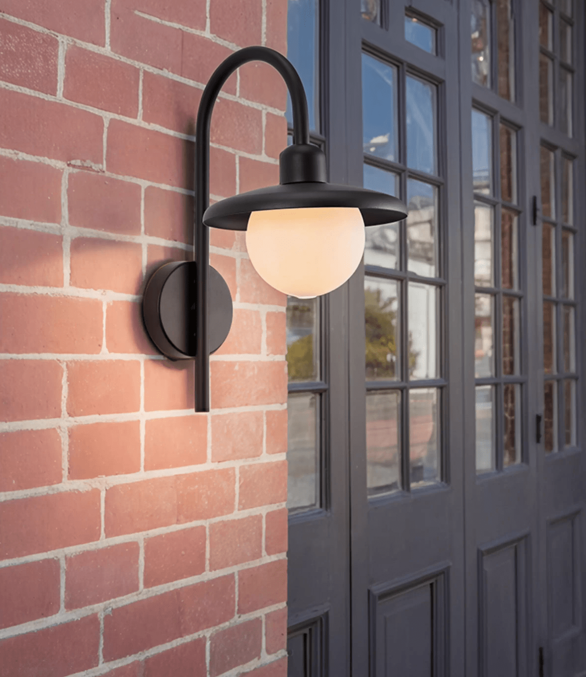Nøordka Light Bespoke Wall Light Fixture ∅ 8.3″ x H 15.4″ / Black & White / Warm Light Opal Globe Contemporary Outdoor Wall Sconce