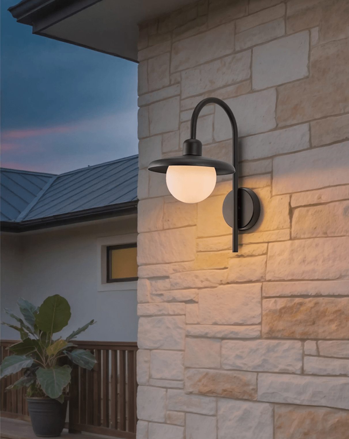 Nøordka Light Bespoke Wall Light Fixture ∅ 8.3″ x H 15.4″ / Black & White / Warm Light Opal Globe Contemporary Outdoor Wall Sconce