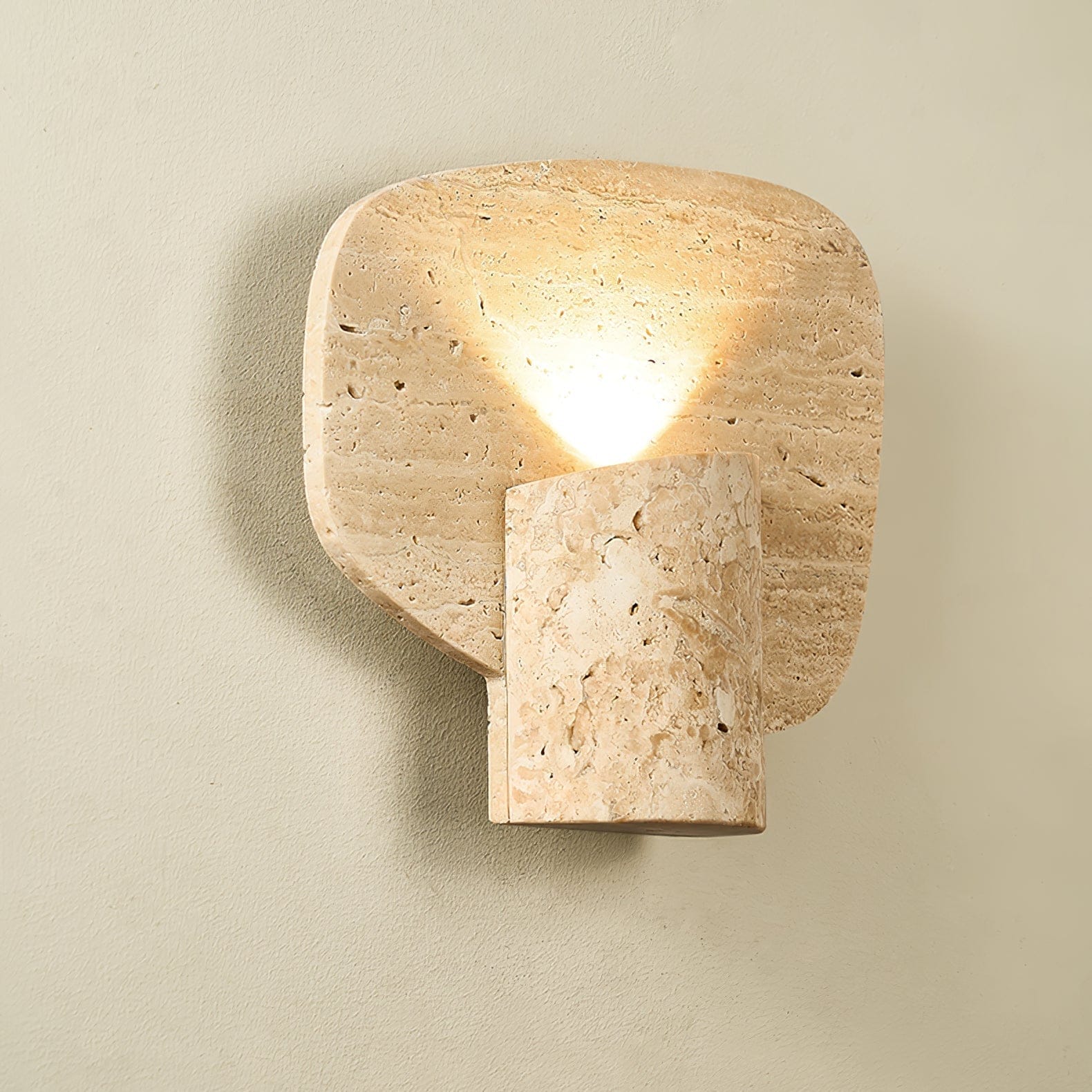 Nøordka Light Bespoke Wall Light Fixture ∅ 9.1″ x H 11″ / Yellow Travertine Travertine Cylinder Contemporary Wall Light