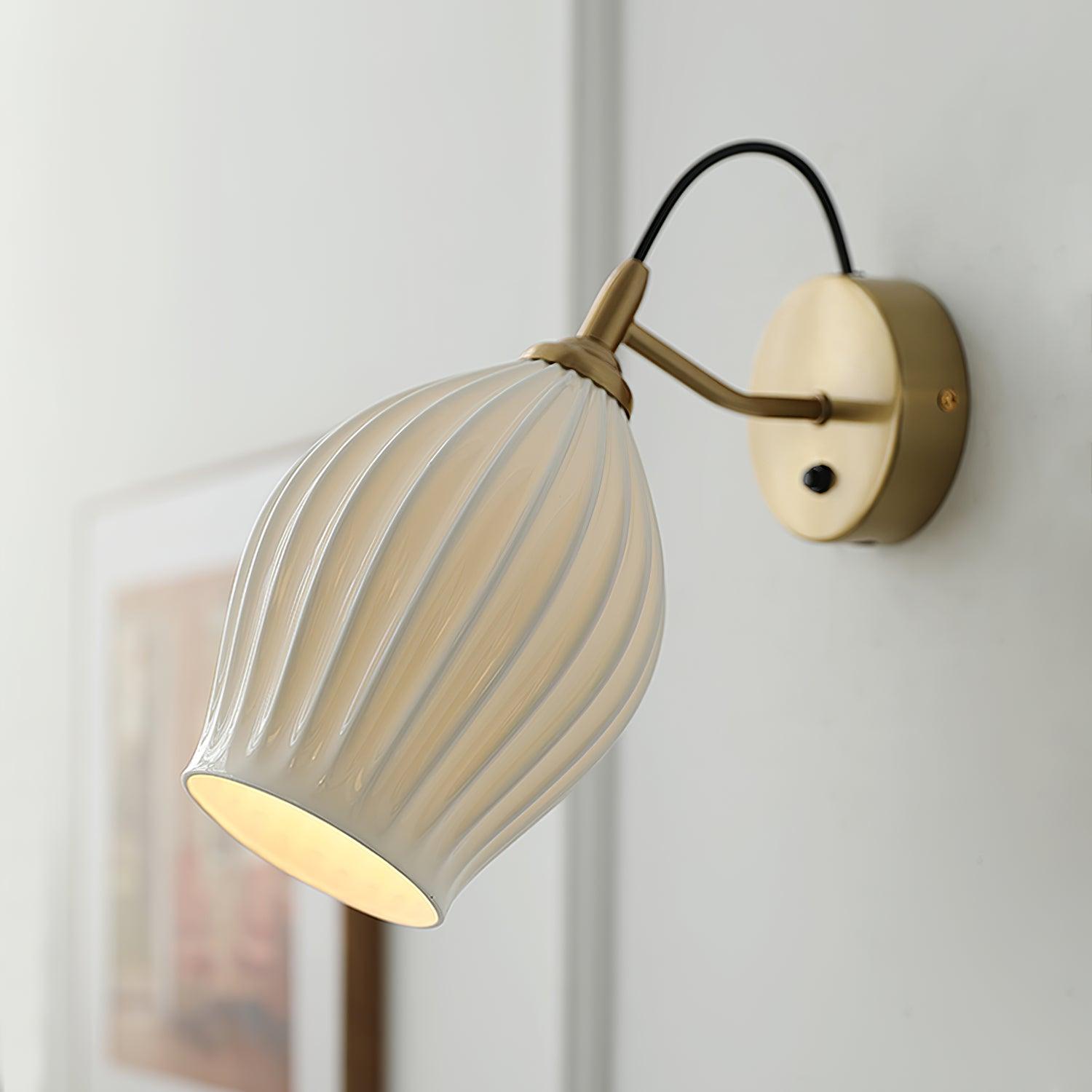 Nøordka Light Bespoke Wall Light Fixture Ceramic Ribbed Nordic Inspired Wall Light