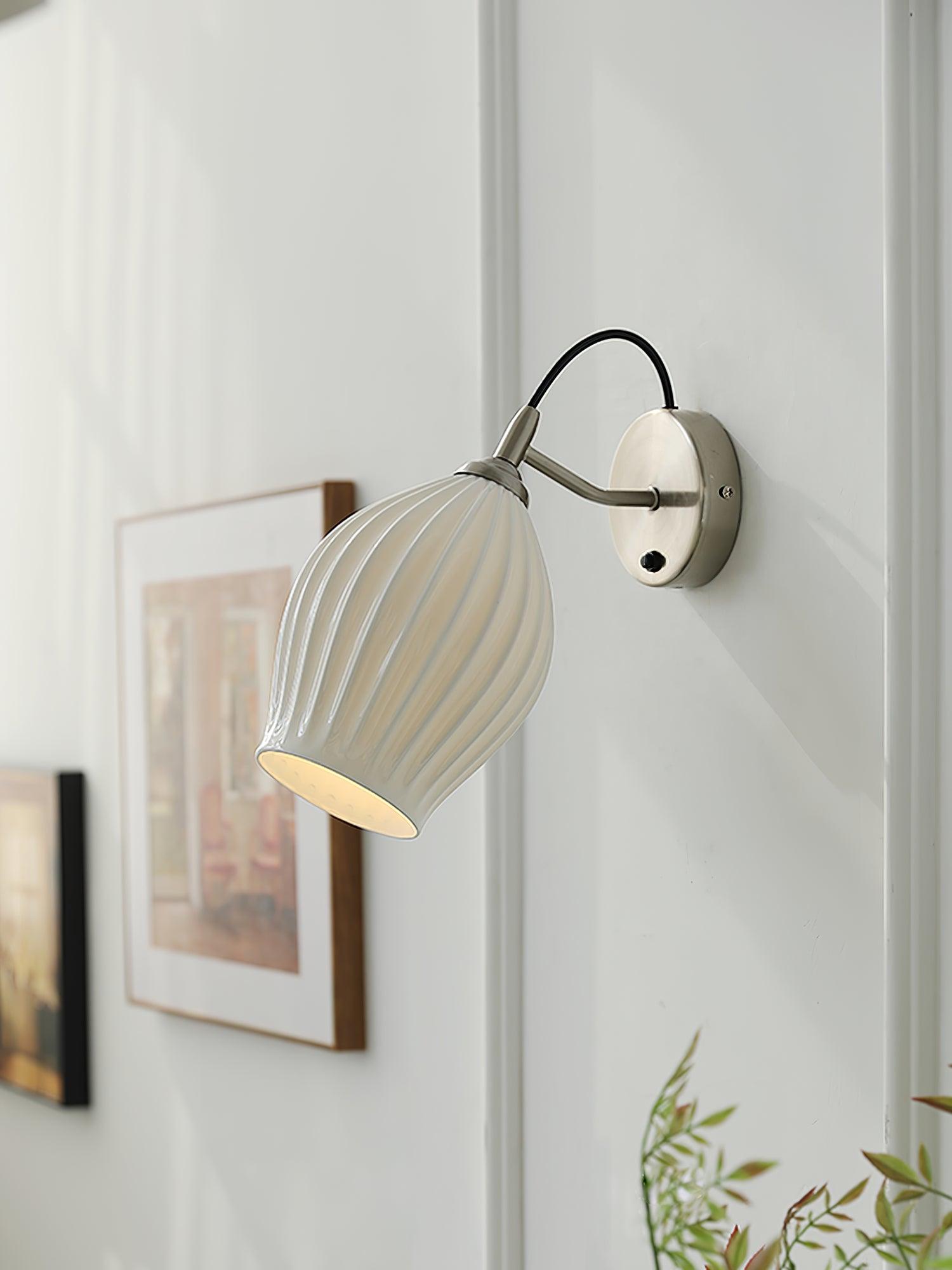Nøordka Light Bespoke Wall Light Fixture Ceramic Ribbed Nordic Inspired Wall Light