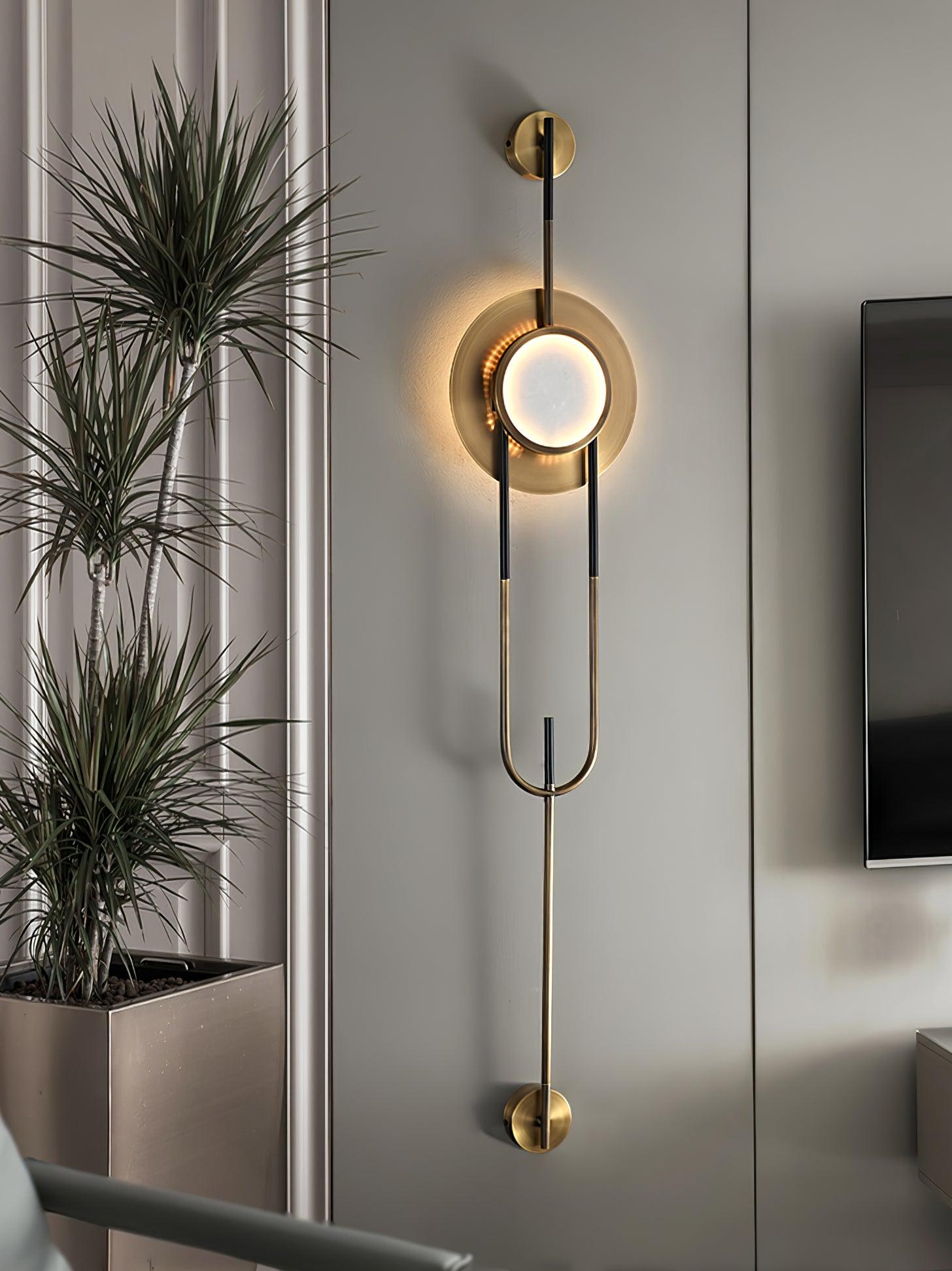 Nøordka Light Bespoke Wall Light Fixture Circular Marble Gold Tone Finish Wall Light