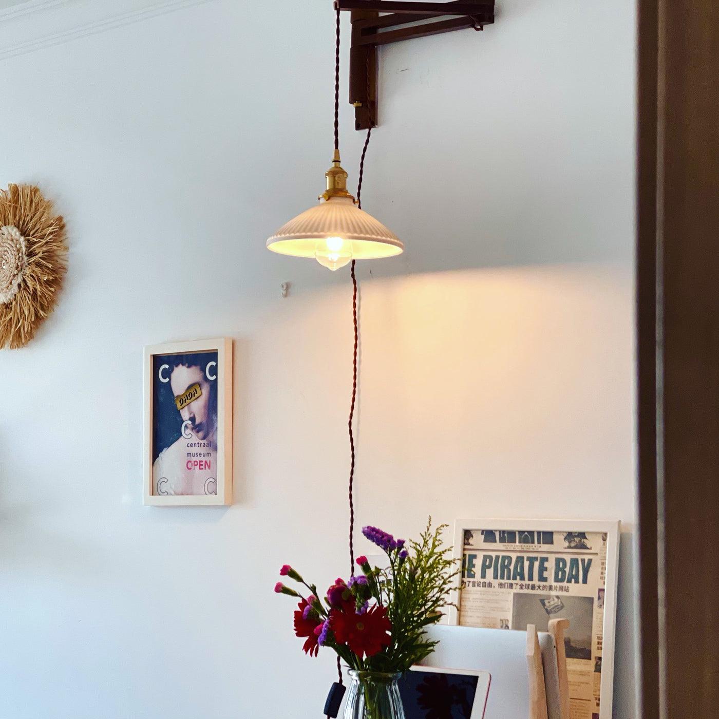 Nøordka Light Bespoke Wall Light Fixture Circular Walnut Nordic Inspired Wall Lamp