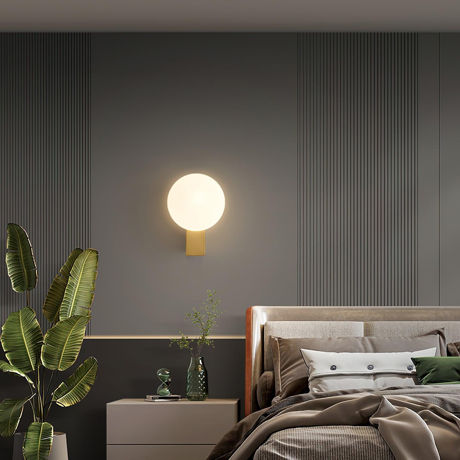 Nøordka Light Bespoke Wall Light Fixture Globe Sleek Matte Brass Finish Wall Light