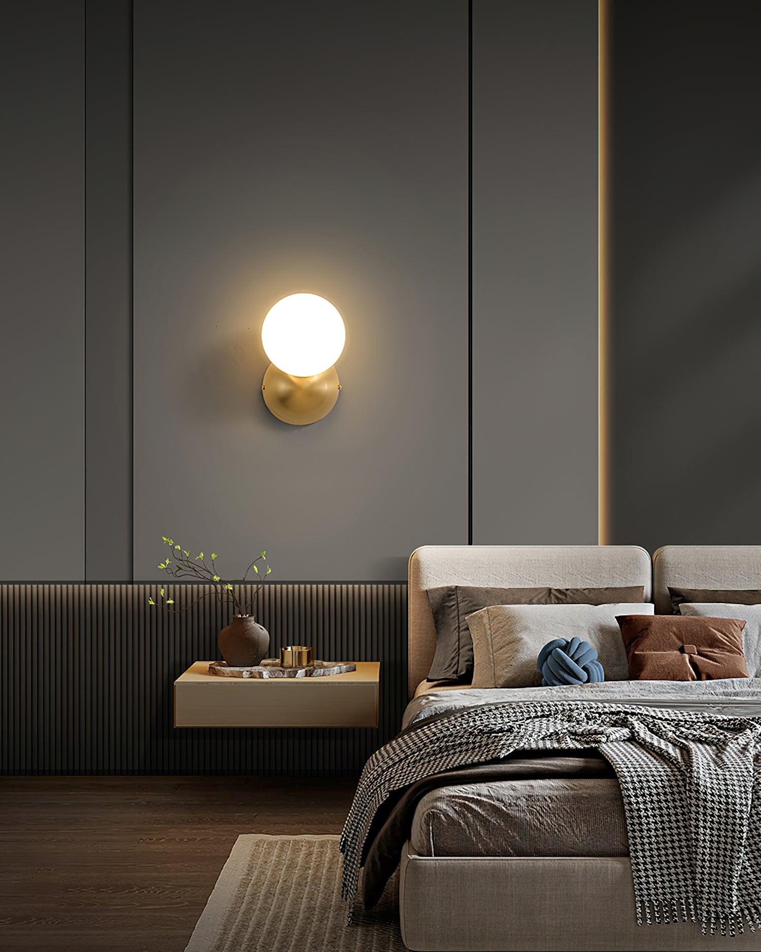 Nøordka Light Bespoke Wall Light Fixture Globe Sleek Matte Brass Finish Wall Light