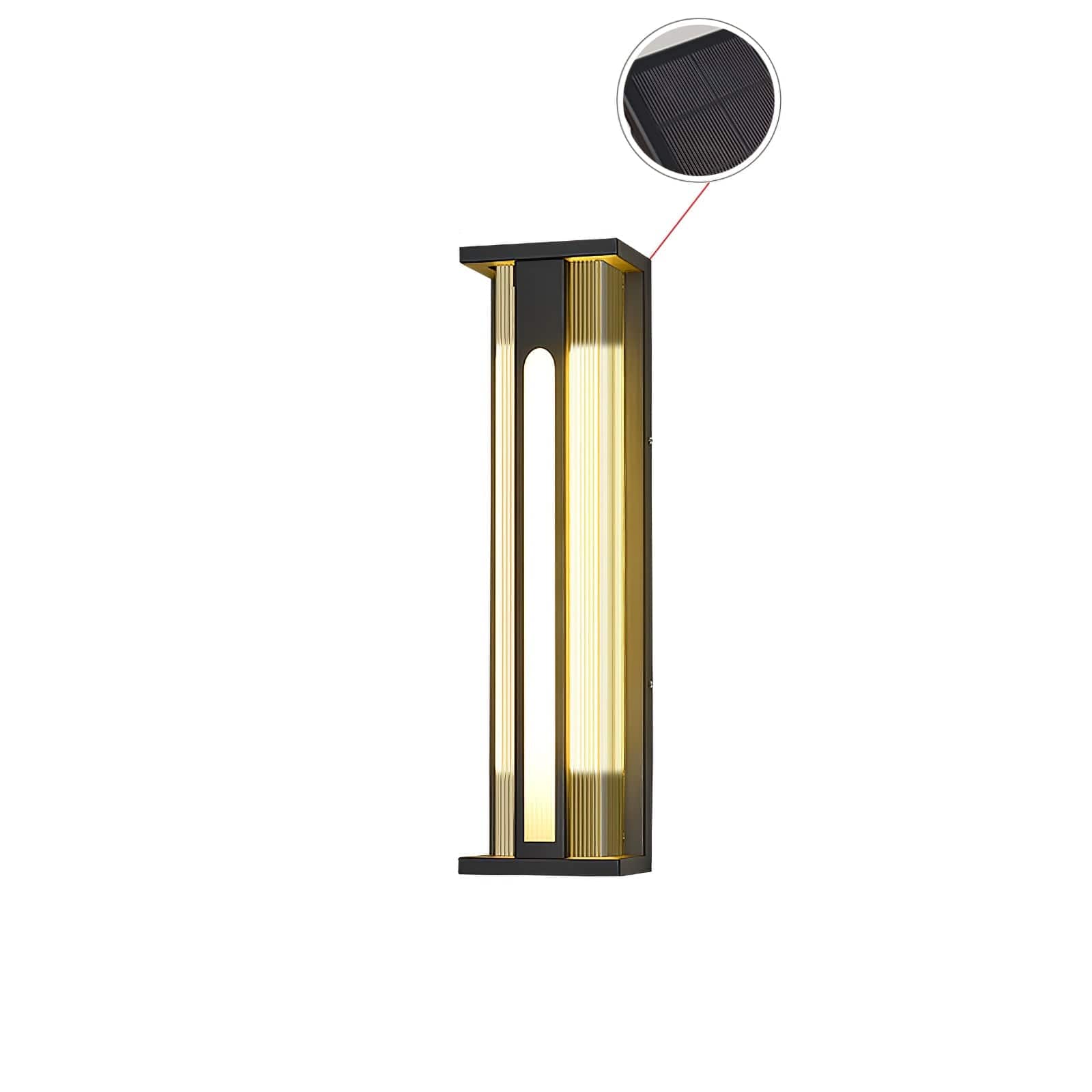 Nøordka Light Bespoke Wall Light Fixture L 6.3″ x W 4.7″ x H 23.6″ / L 16cm x W 12cm x H 60cm / Model B: Solar-Powered Version / Warm Light Brushed Stainless Steel Contemporary Wall Lamp