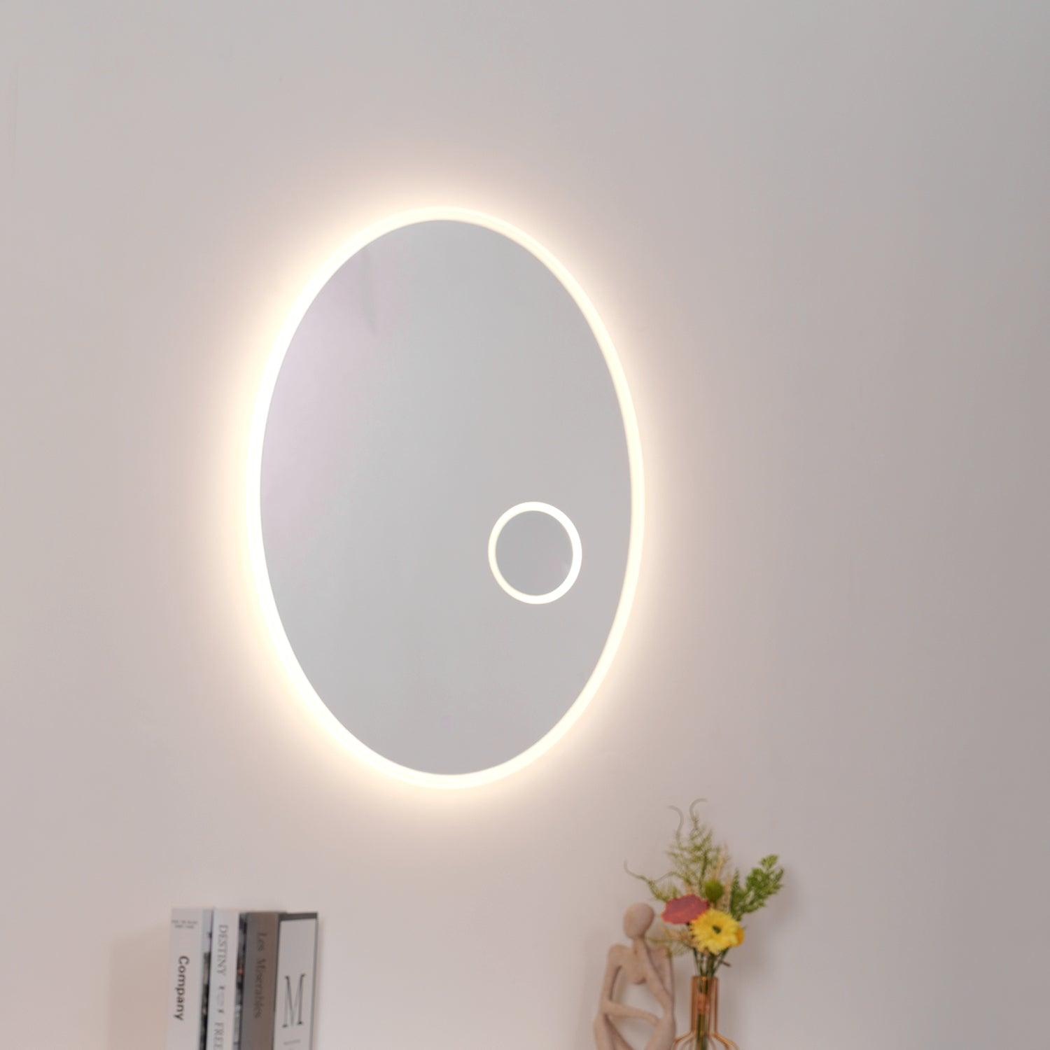 Nøordka Light Bespoke Wall Light Fixture Oval Backlit Mirror Nordic Inspired Wall Light