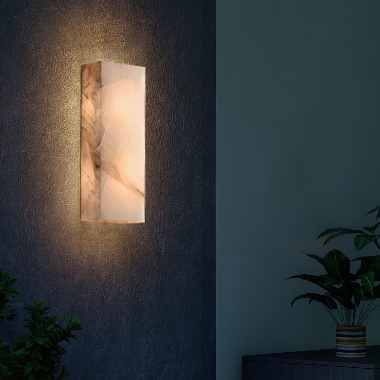 Nøordka Light Bespoke Wall Light Fixture Rectangular Alabaster Contemporary Wall Sconce