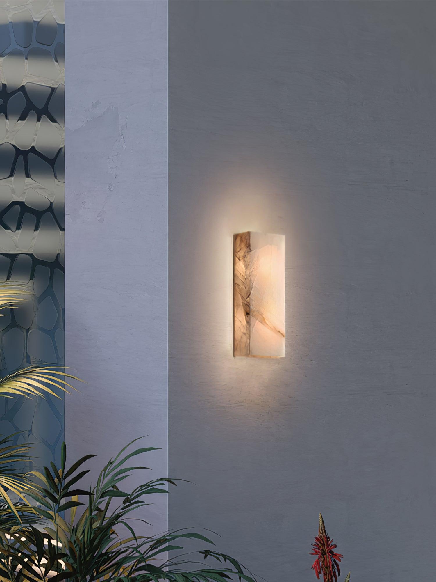 Nøordka Light Bespoke Wall Light Fixture Rectangular Alabaster Contemporary Wall Sconce