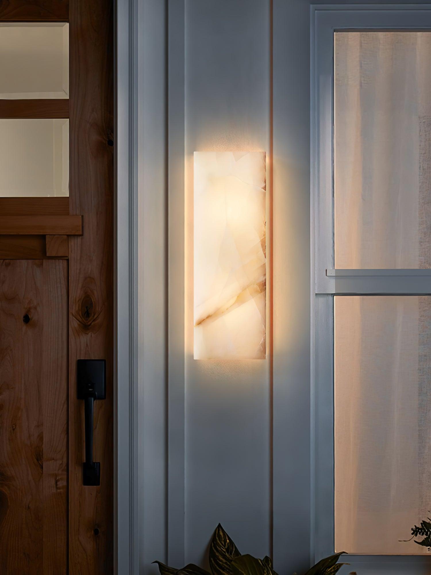 Nøordka Light Bespoke Wall Light Fixture Rectangular Alabaster Contemporary Wall Sconce