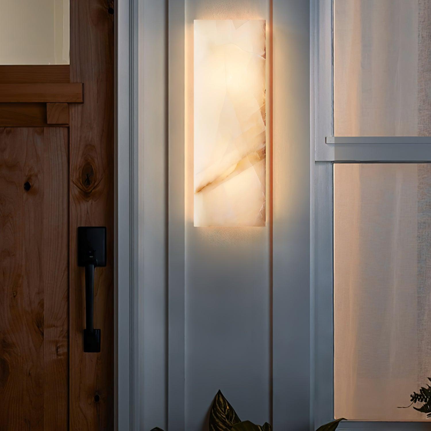 Nøordka Light Bespoke Wall Light Fixture Rectangular Alabaster Contemporary Wall Sconce