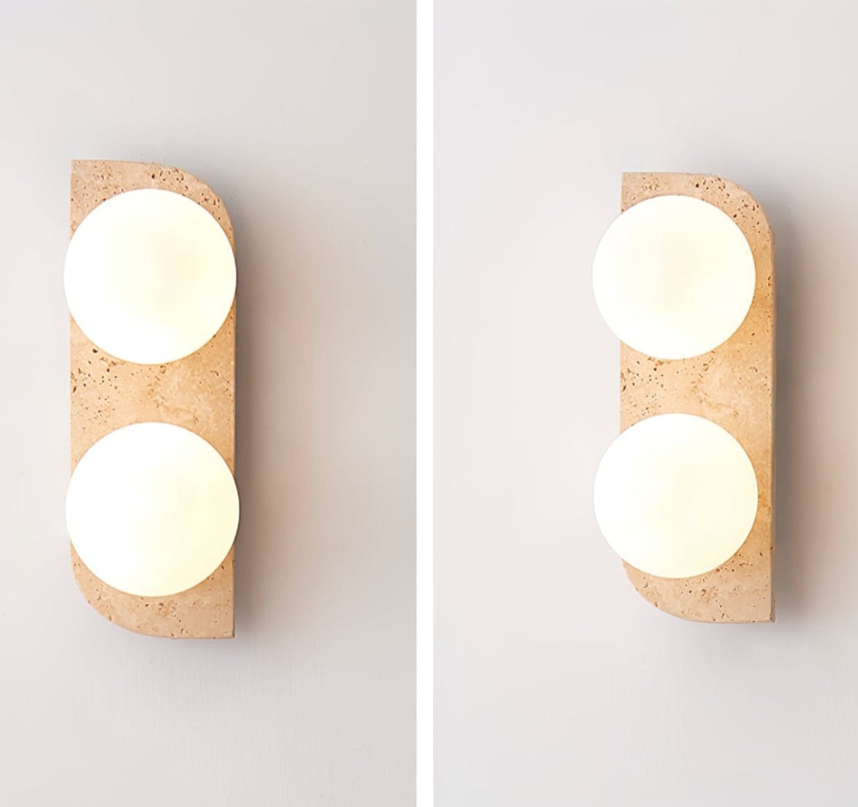 Nøordka Light Bespoke Wall Light Fixture Spherical Travertine Contemporary Wall Light