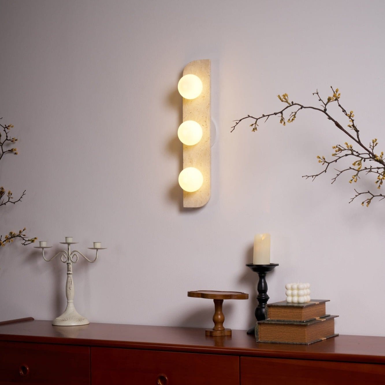 Nøordka Light Bespoke Wall Light Fixture Spherical Travertine Contemporary Wall Light