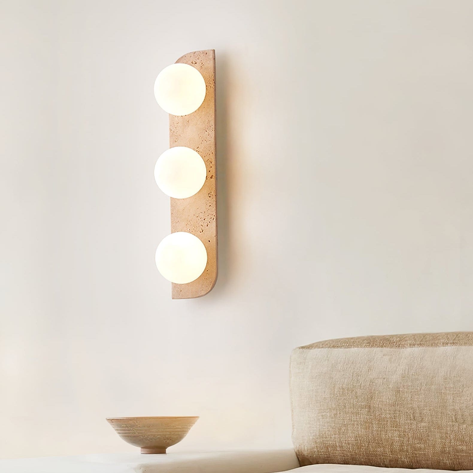 Nøordka Light Bespoke Wall Light Fixture Spherical Travertine Contemporary Wall Light