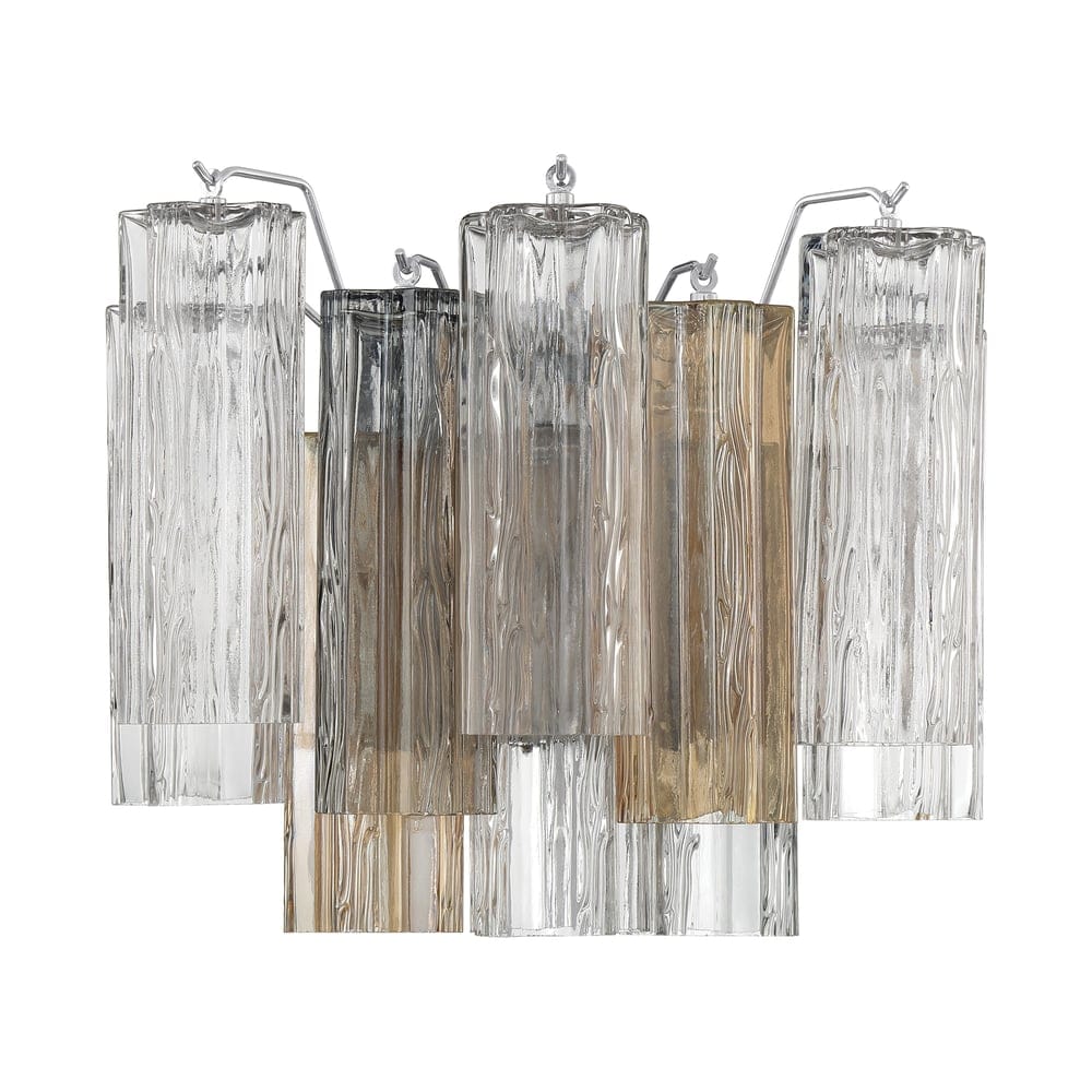 Nøordka Light Bespoke Wall Light Fixture Textured Glass Polished Chrome Finish Wall Light