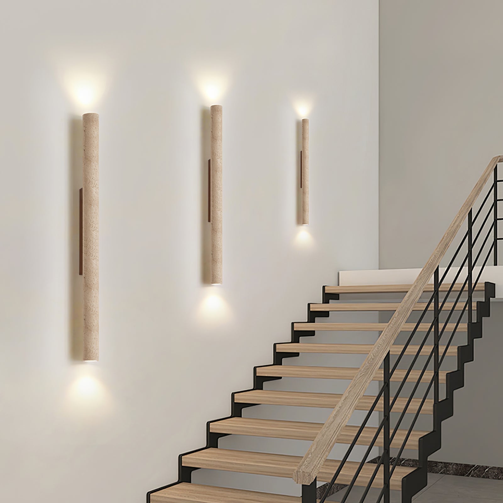 Nøordka Light Bespoke Wall Light Fixture Travertine Column Contemporary Wall Light