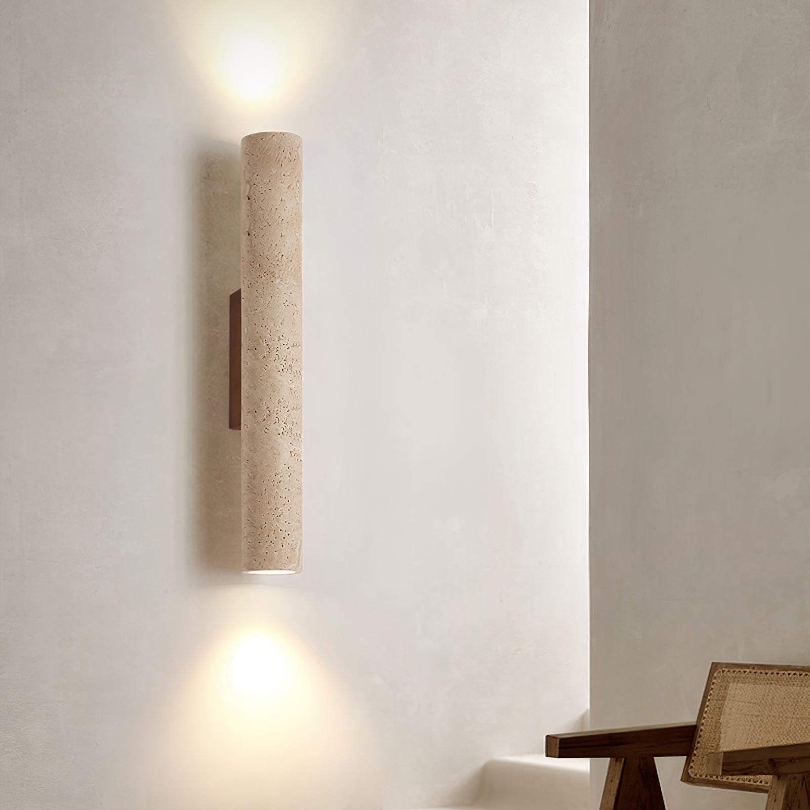 Nøordka Light Bespoke Wall Light Fixture Travertine Column Contemporary Wall Light