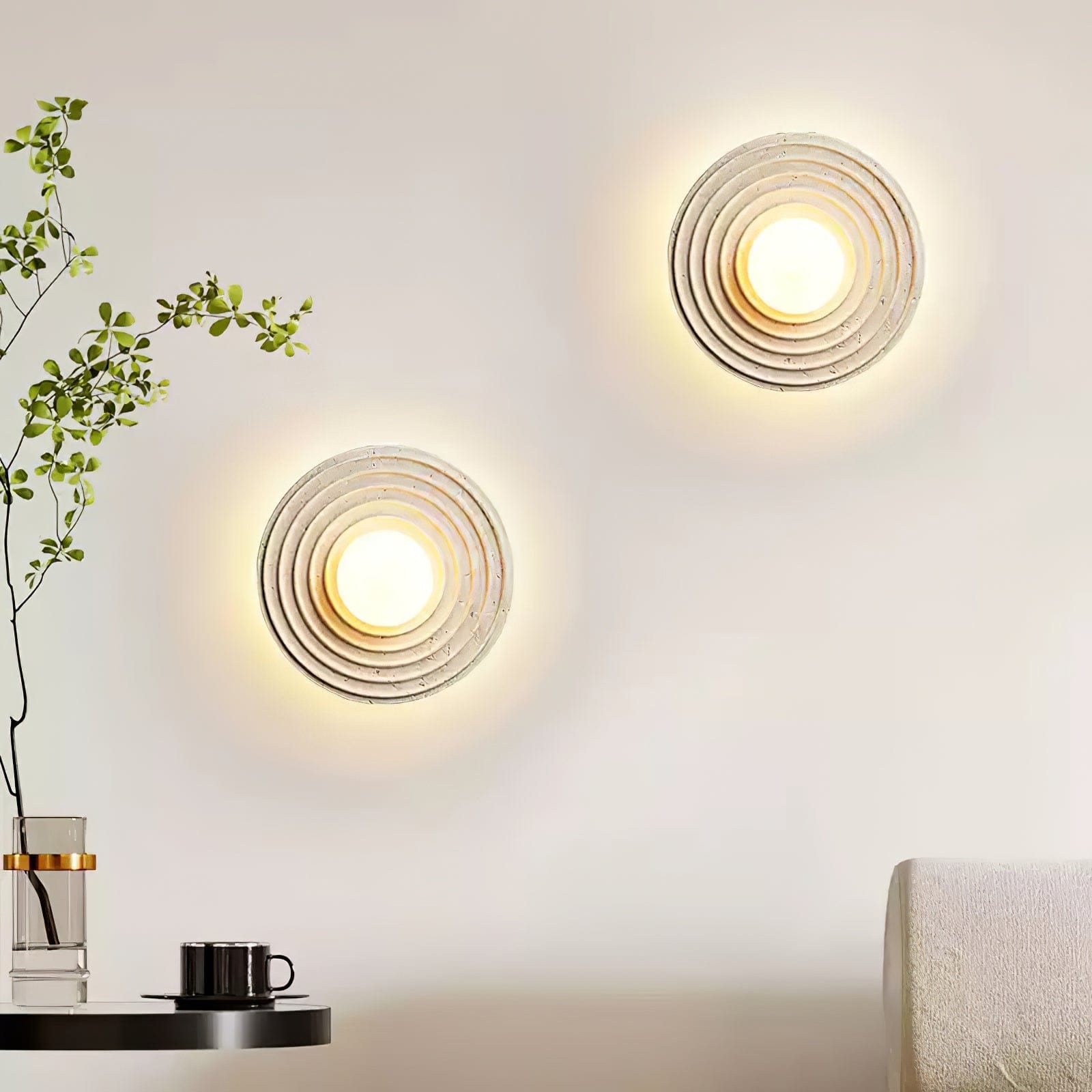 Nøordka Light Bespoke Wall Light Fixture Travertine Concentric Ring Contemporary Wall Light