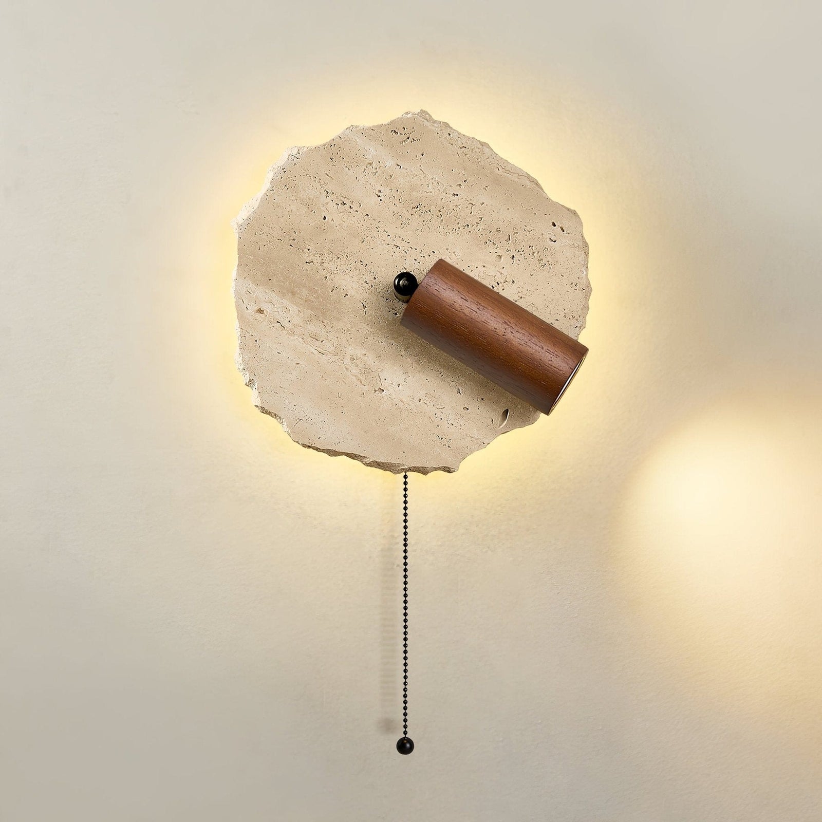 Nøordka Light Bespoke Wall Light Fixture Travertine Contemporary Walnut Accent Wall Light